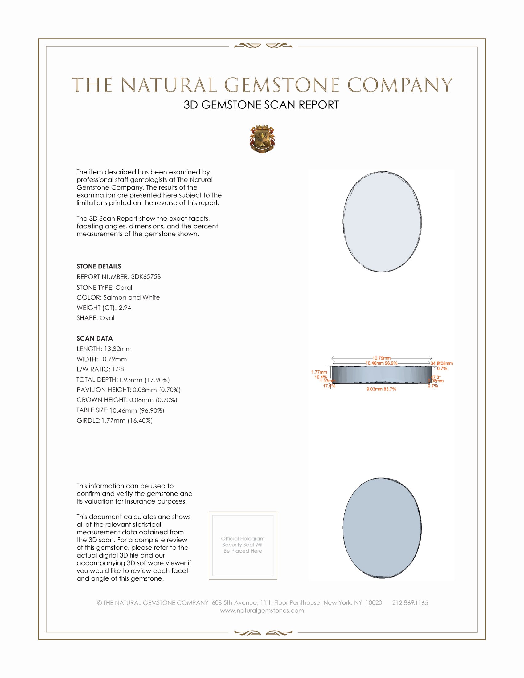 2.94 Ct. Cabochon Coral from Italy