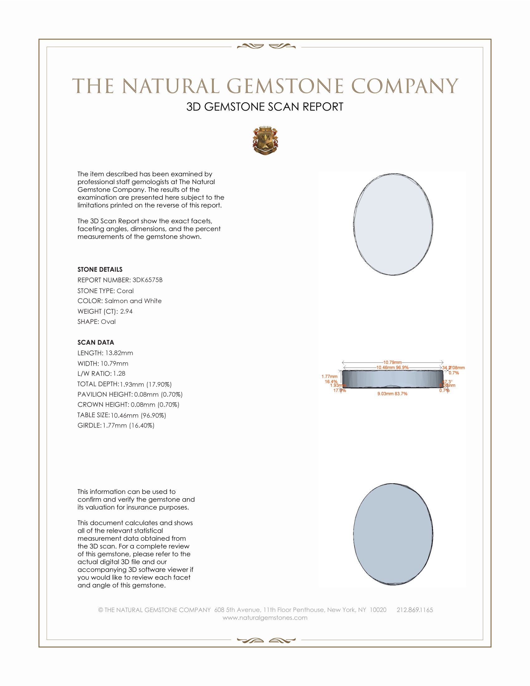 2.94 Ct. Cabochon Coral from Italy