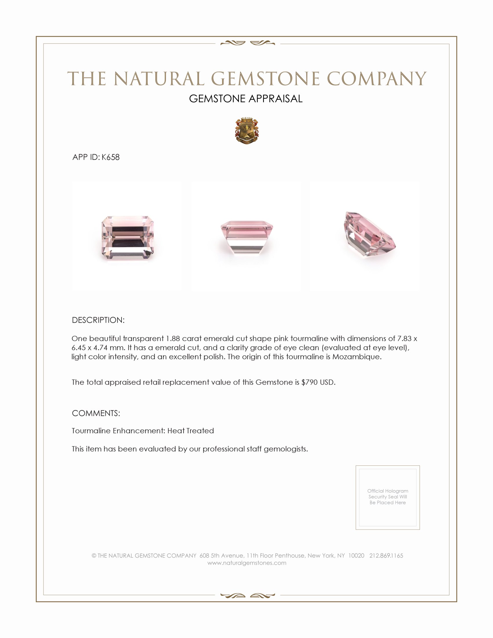 1.88 Ct. Tourmaline from Mozambique