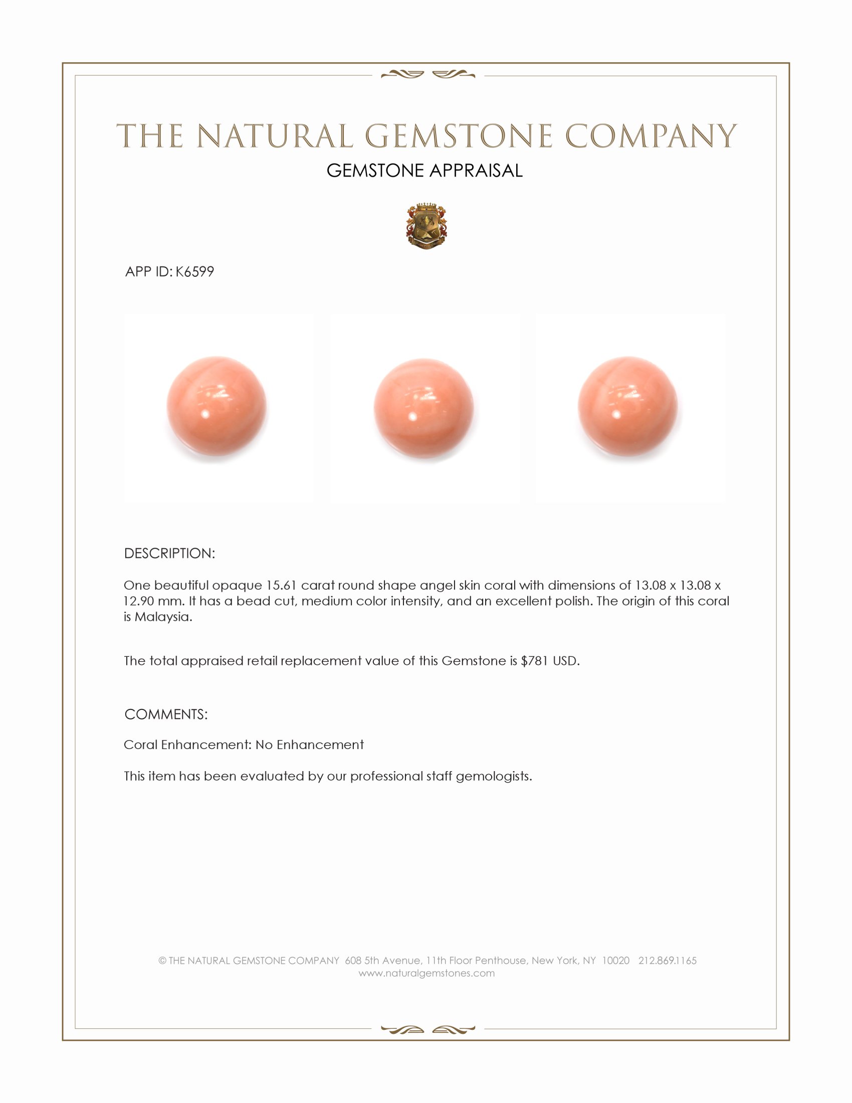 15.61 Ct. Coral from Malaysia