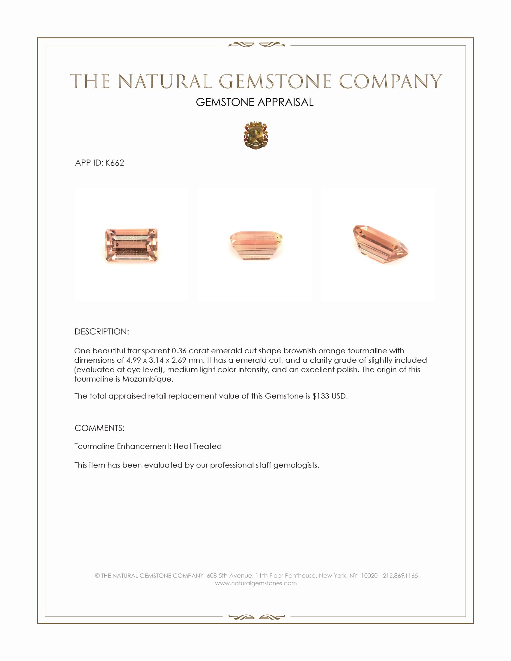 0.36 Ct. Tourmaline from Mozambique