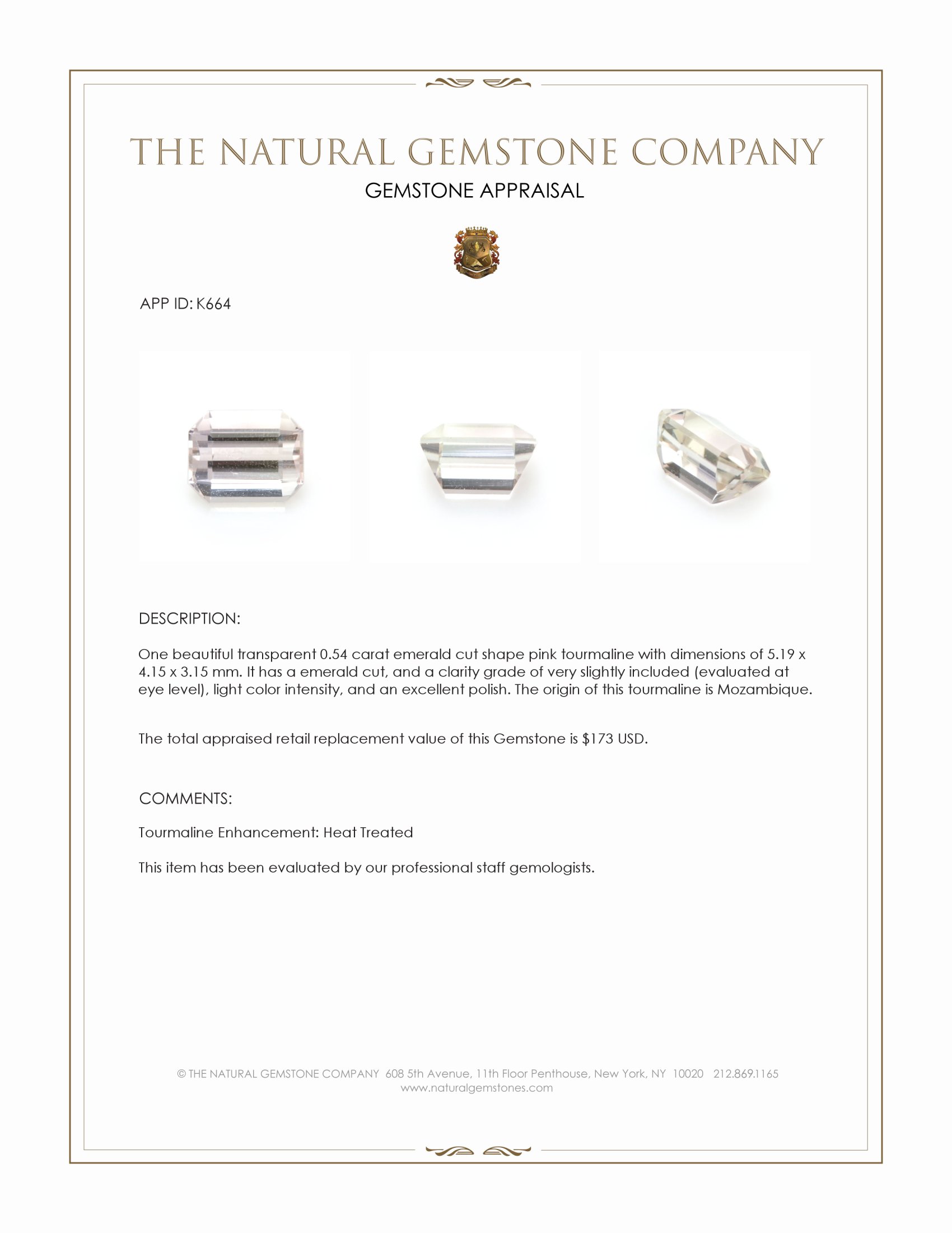 0.54 Ct. Tourmaline from Mozambique