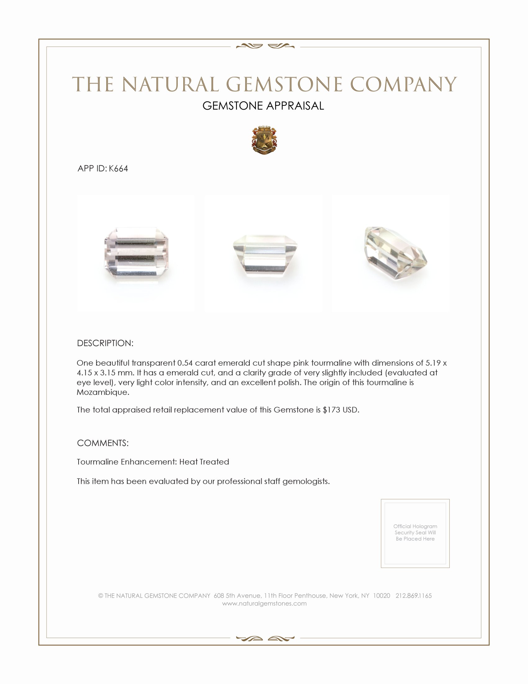 0.54 Ct. Tourmaline from Mozambique