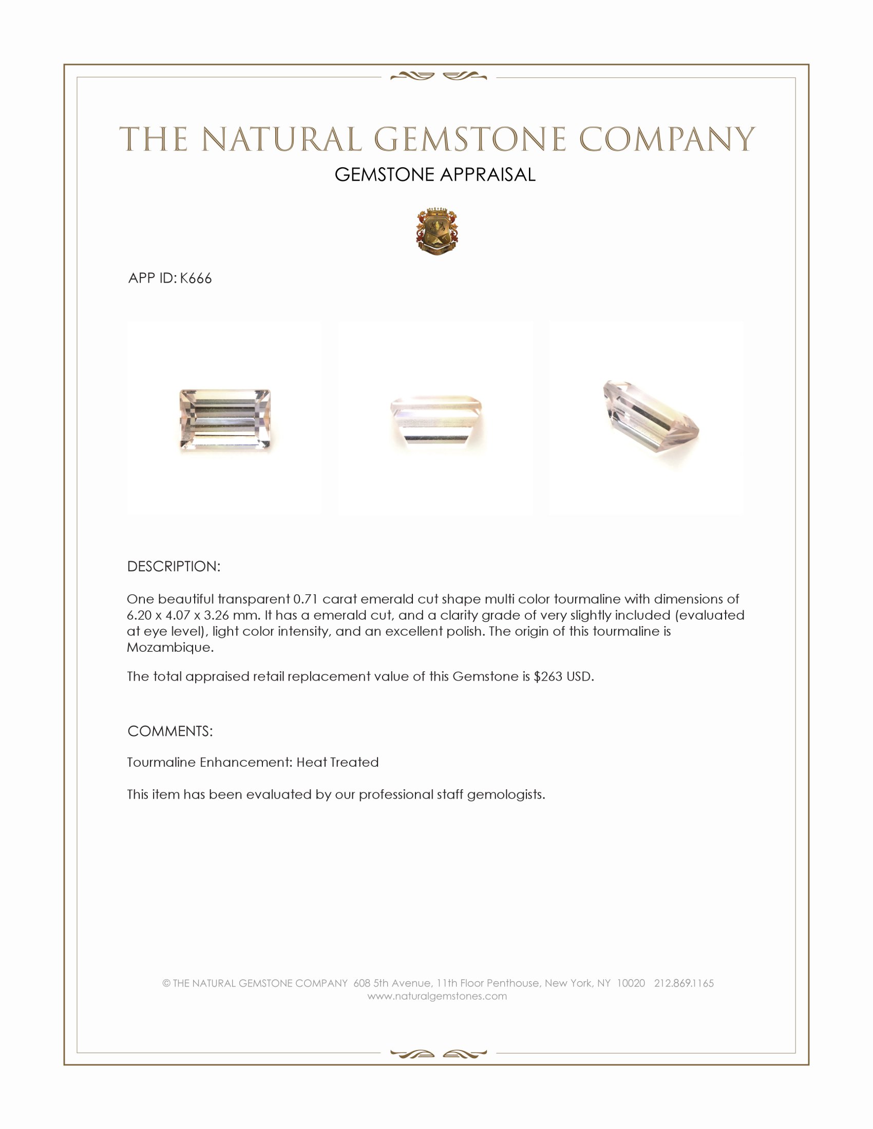 0.71 Ct. Multi Color Tourmaline from Mozambique