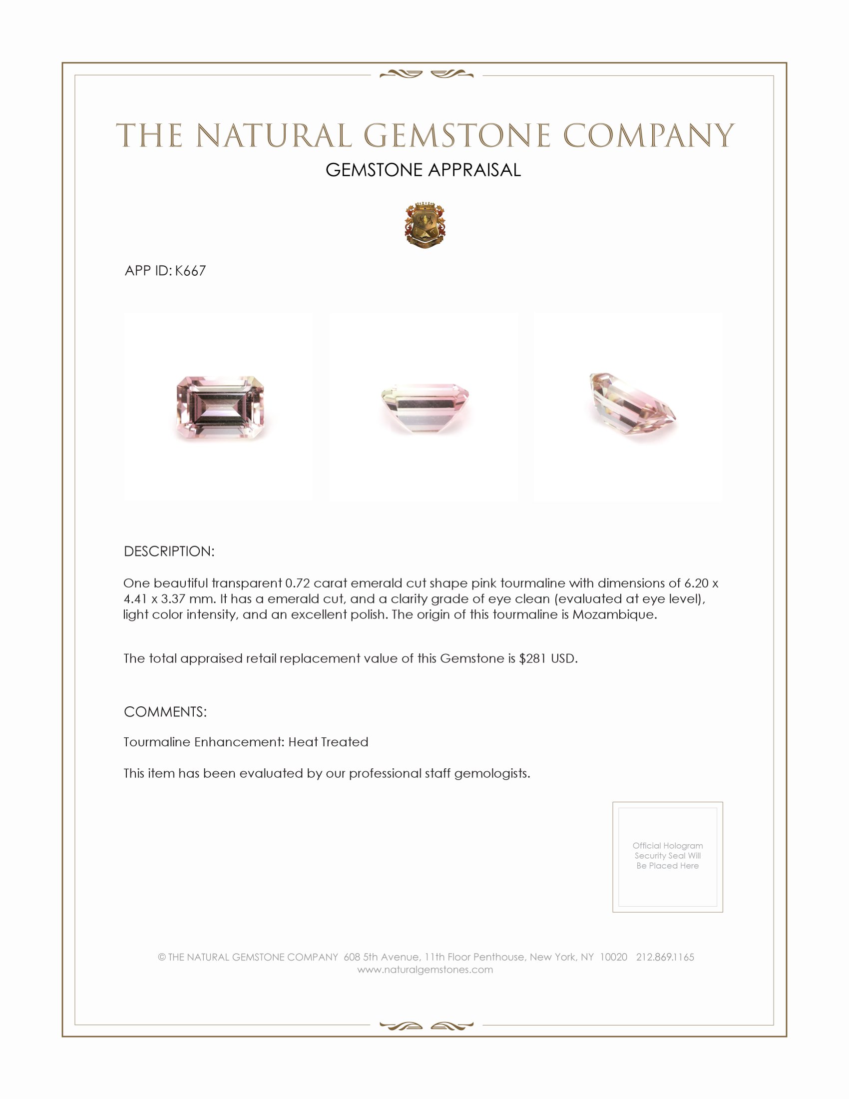 0.72 Ct. Tourmaline from Mozambique