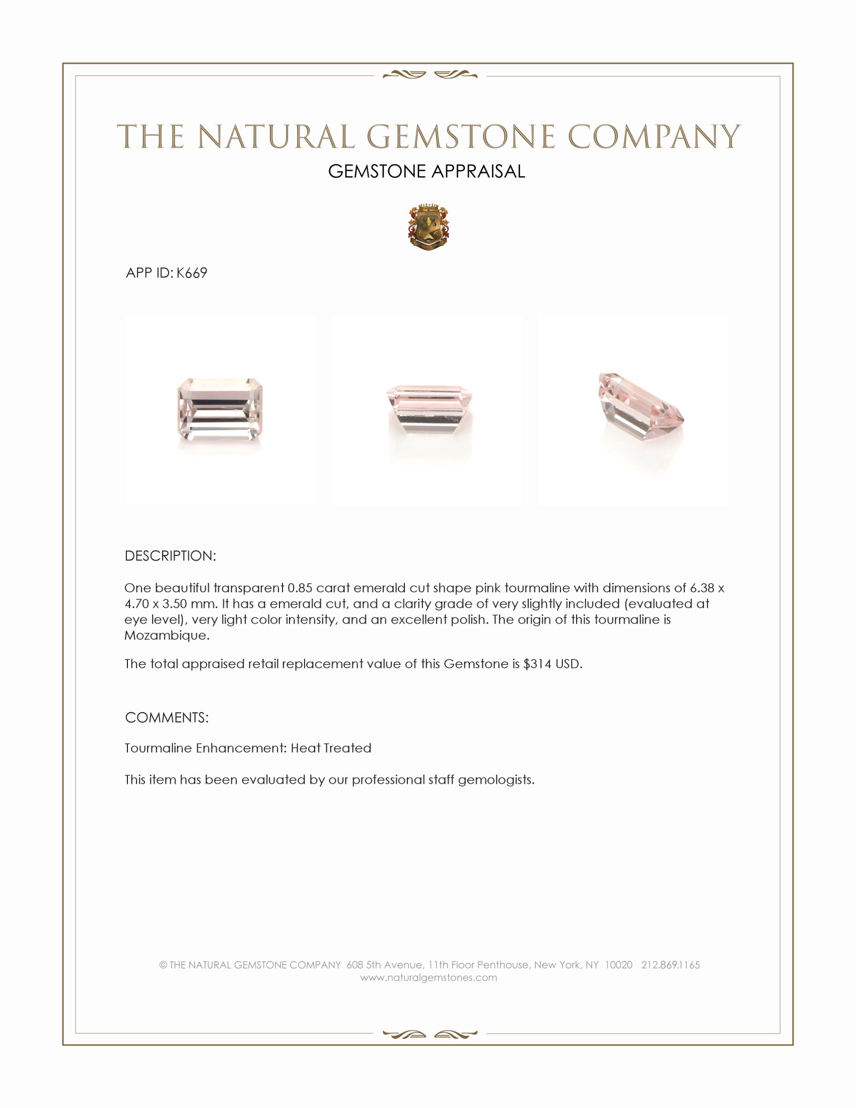 0.85 Ct. Tourmaline from Mozambique