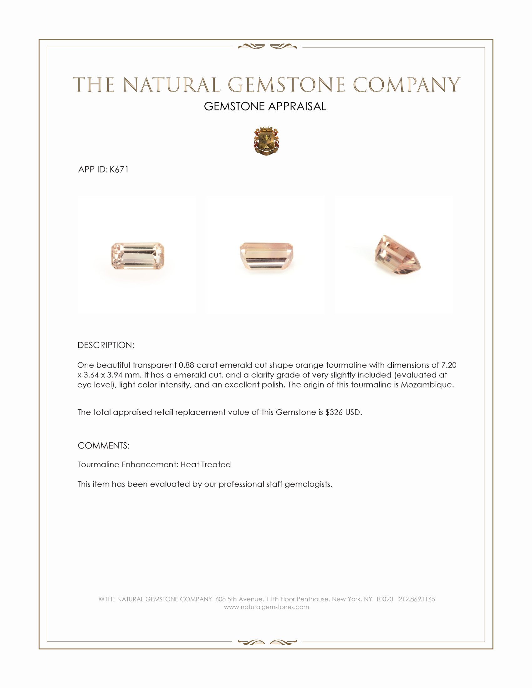 0.88 Ct. Tourmaline from Mozambique