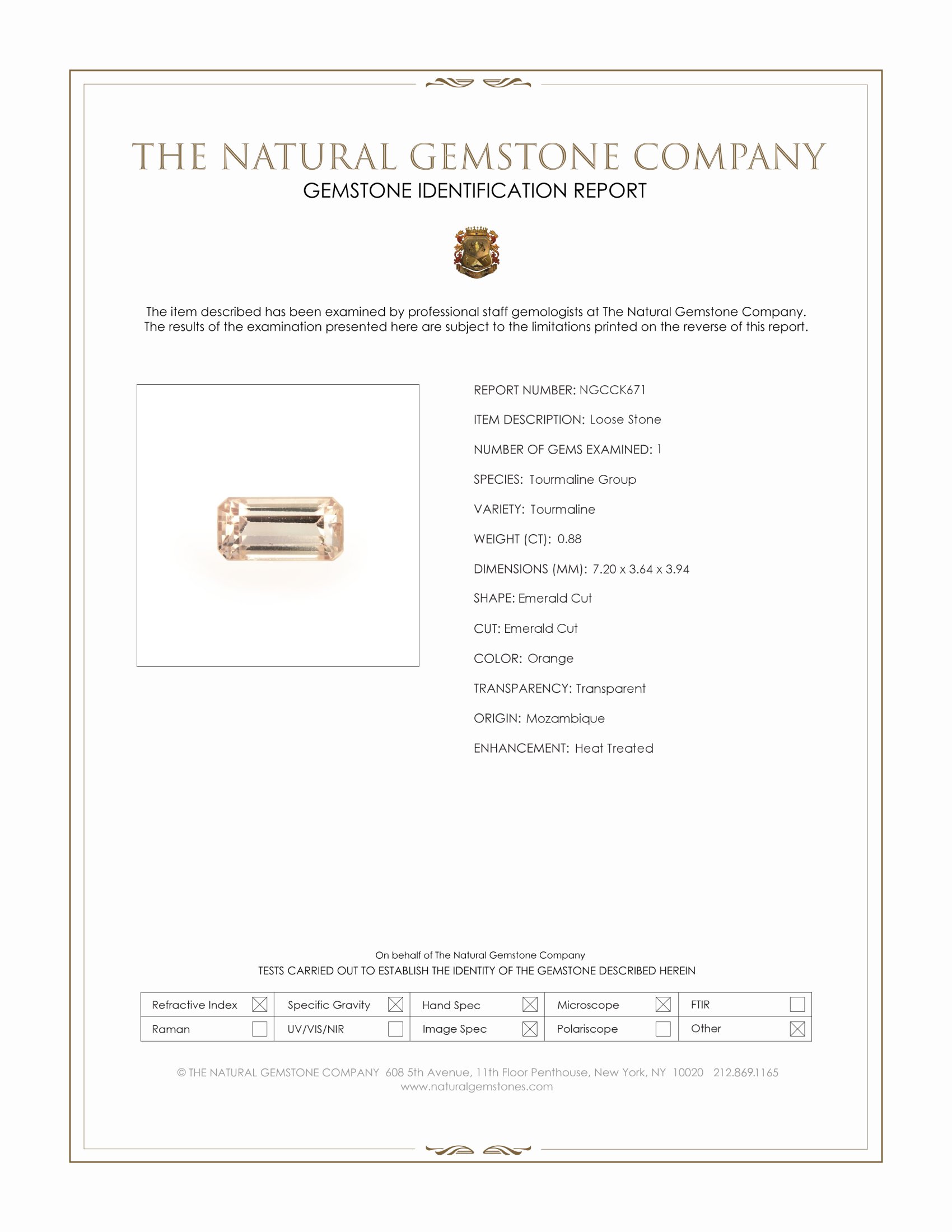 0.88 Ct. Tourmaline from Mozambique