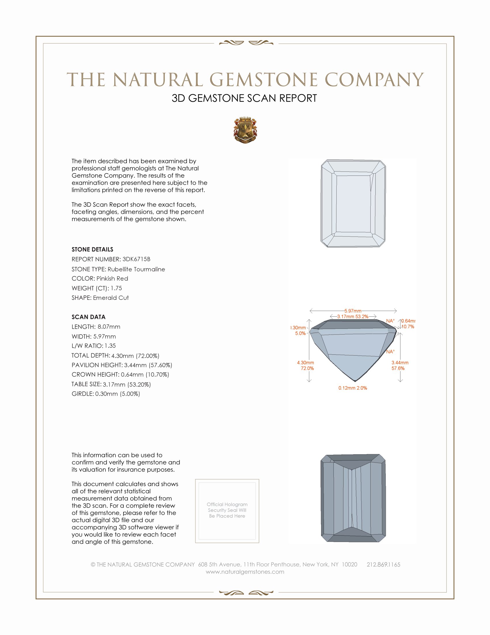 1.75 Ct. Pink Tourmaline from Mozambique