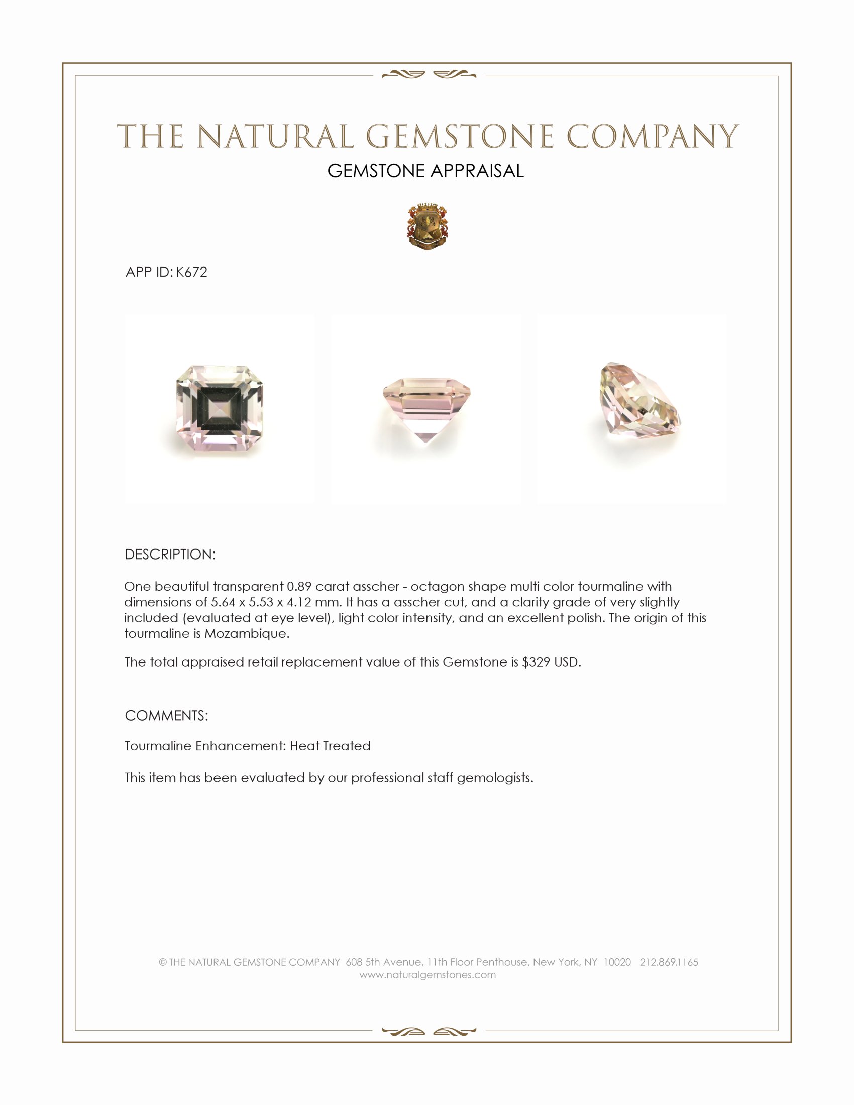 0.89 Ct. Tourmaline from Mozambique