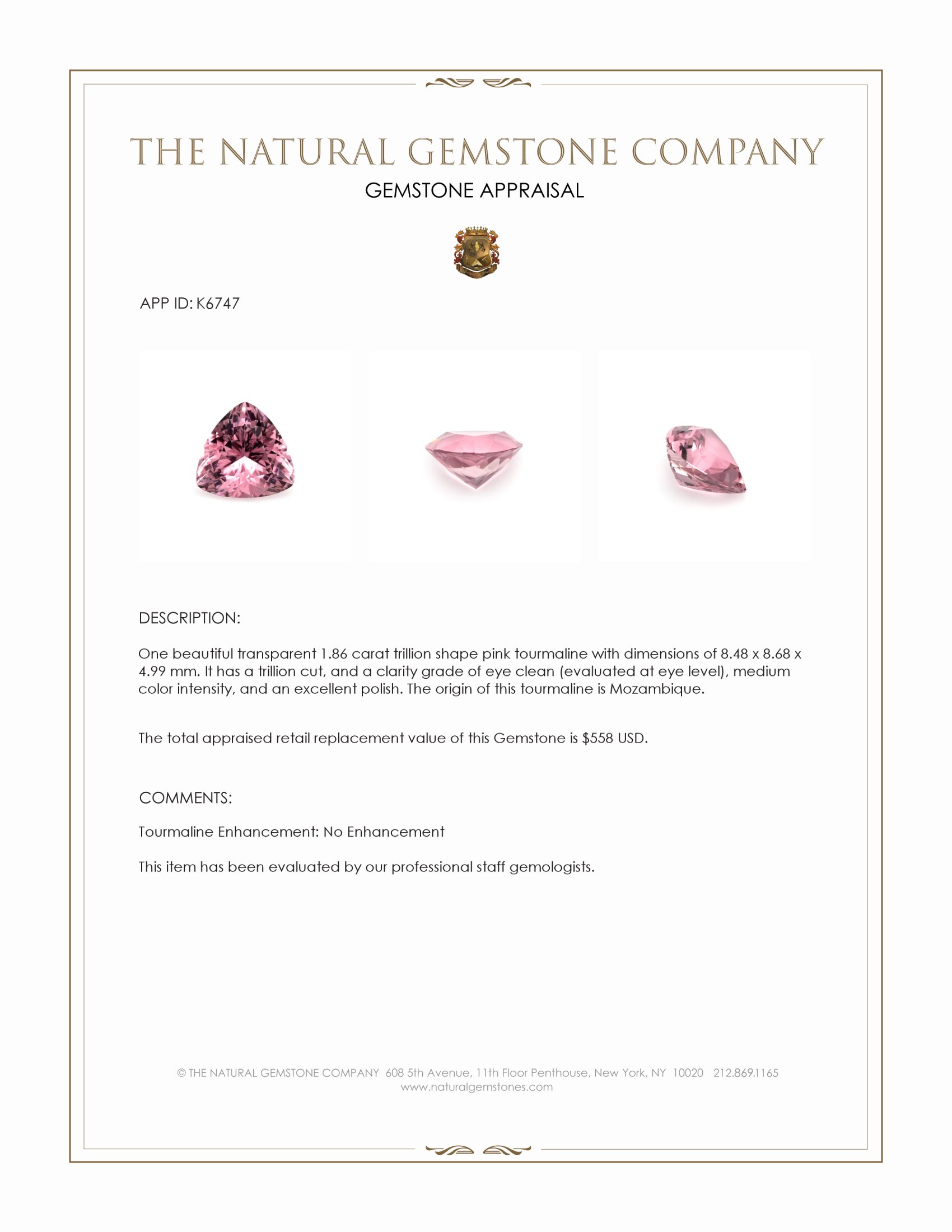 1.86 Ct. Tourmaline from Mozambique