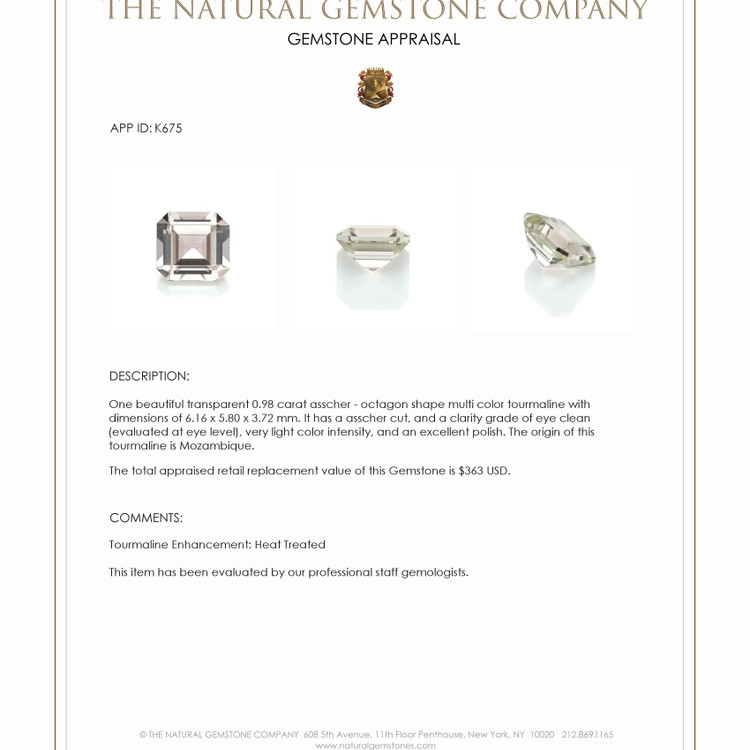 0.98 Ct. Tourmaline from Mozambique