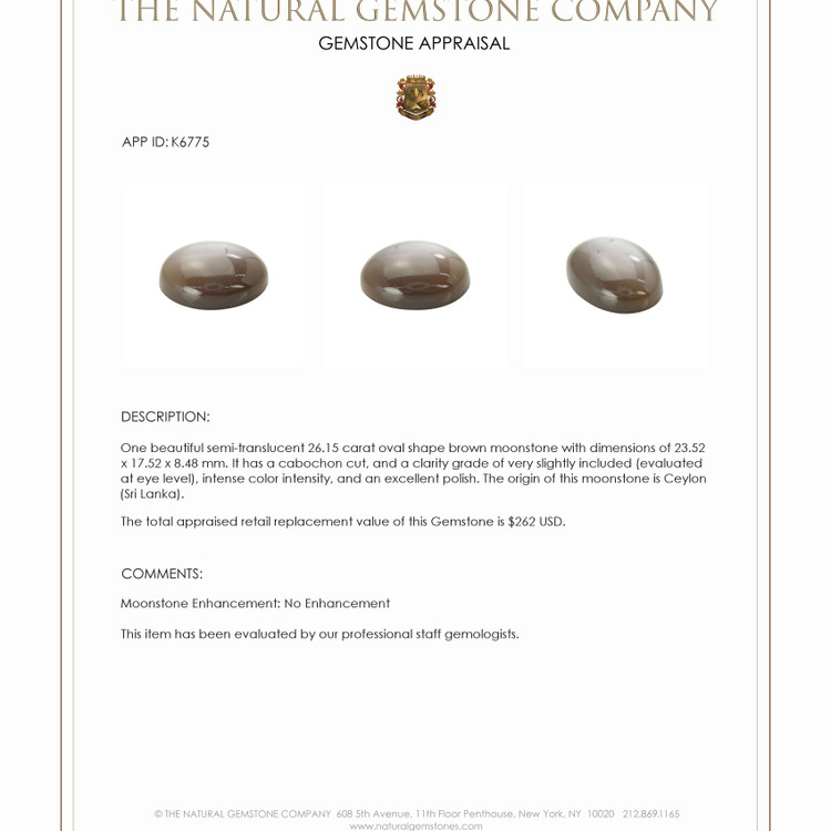 26.15 Ct. Cabochon Moonstone from Ceylon (Sri Lanka)