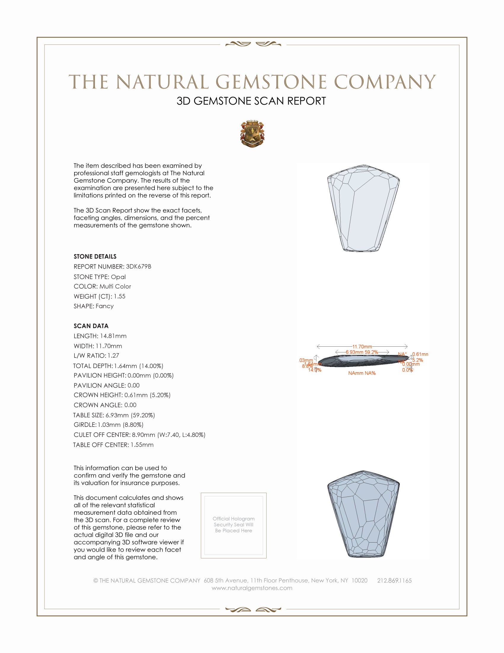 1.55 Ct. Black Opal from Australia