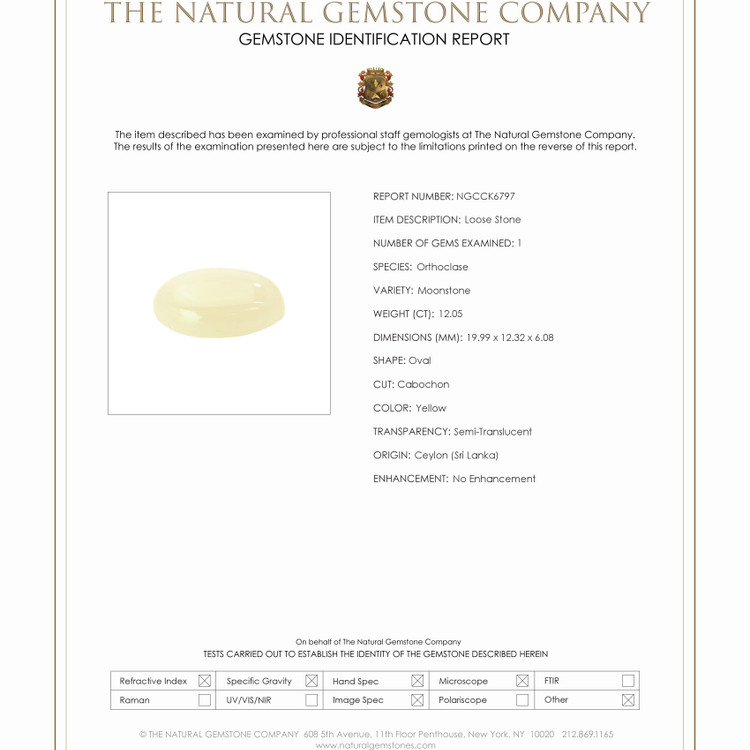 12.05 Ct. Cabochon Moonstone from Ceylon (Sri Lanka)