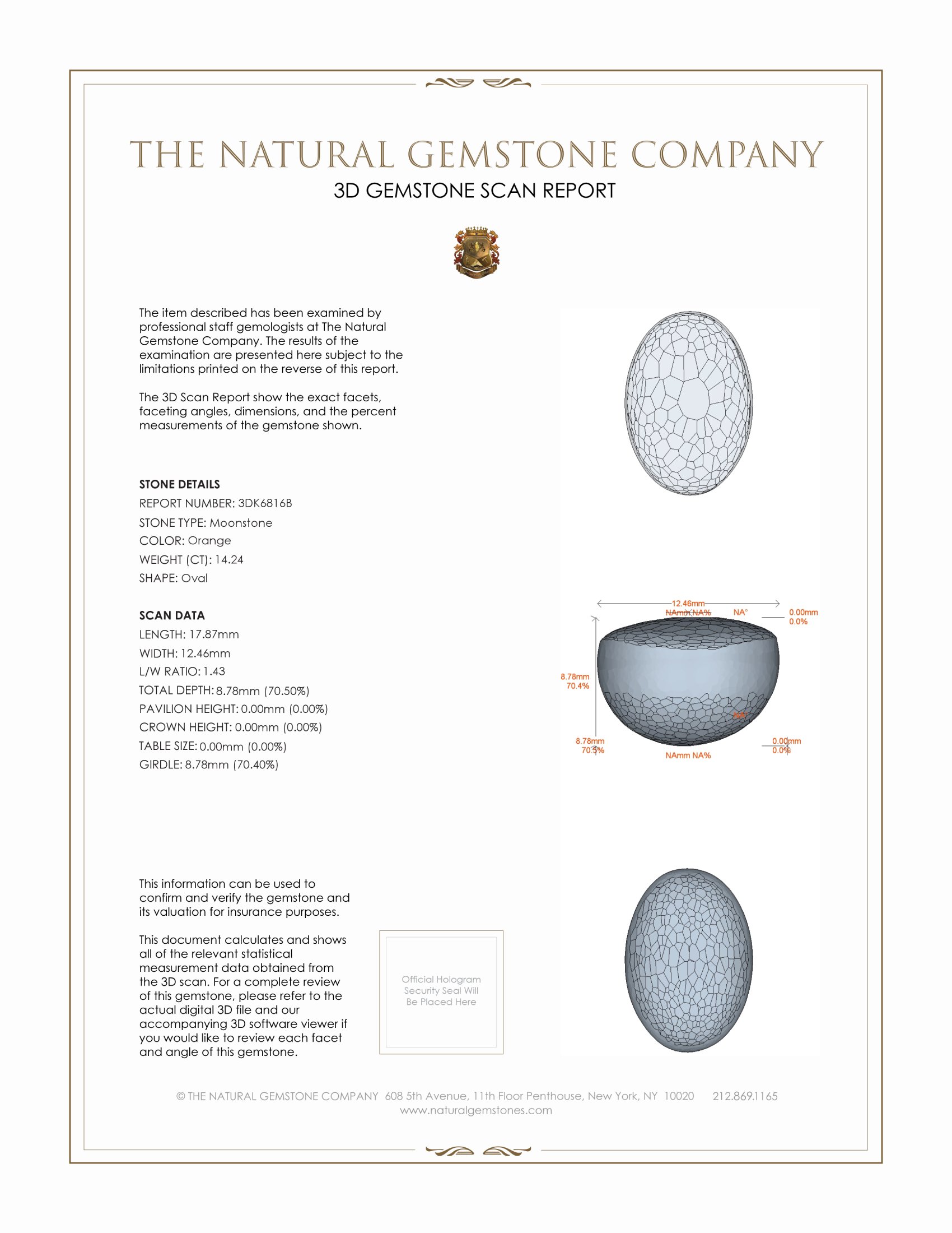 14.24 Ct. Cabochon Moonstone from Ceylon (Sri Lanka)