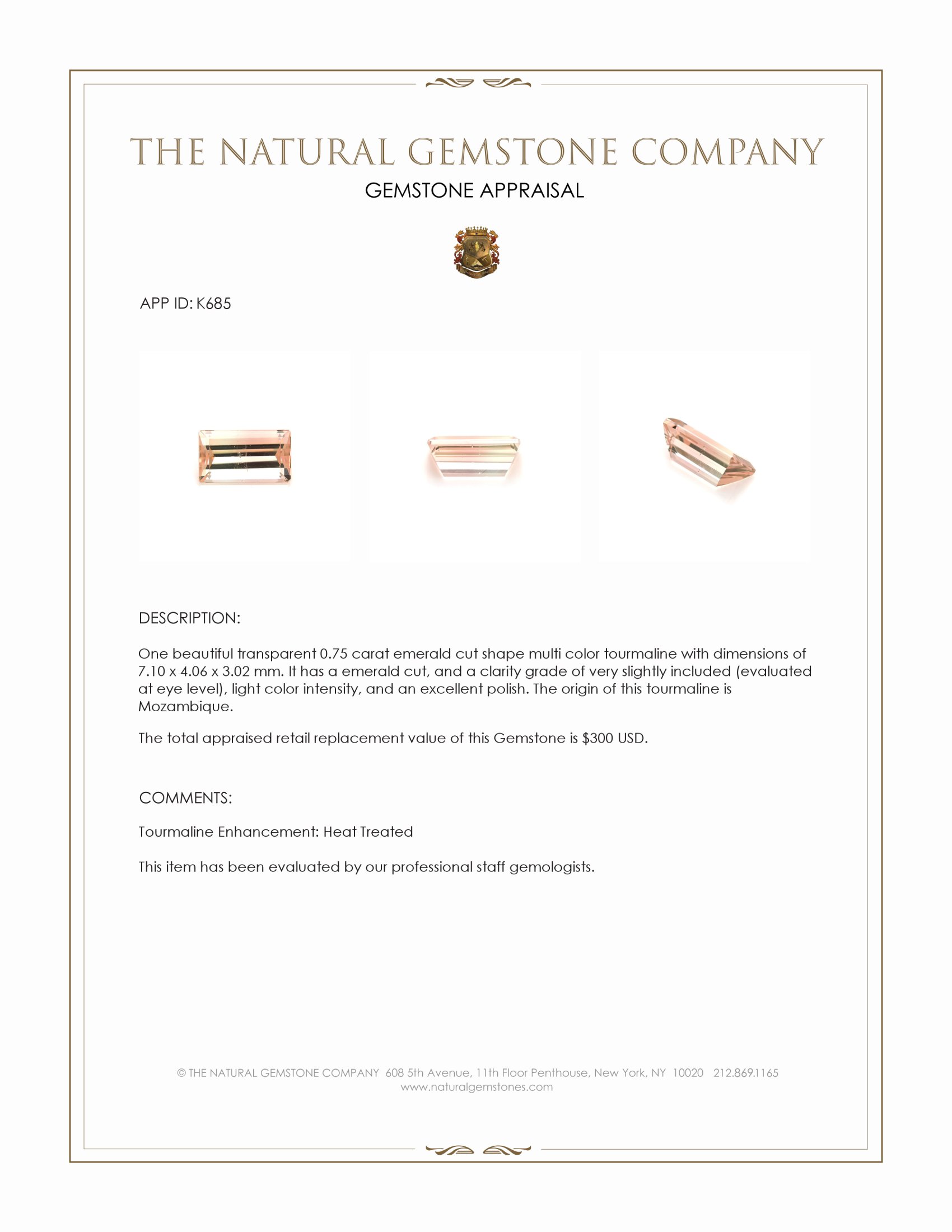 0.75 Ct. Multi Color Tourmaline from Mozambique