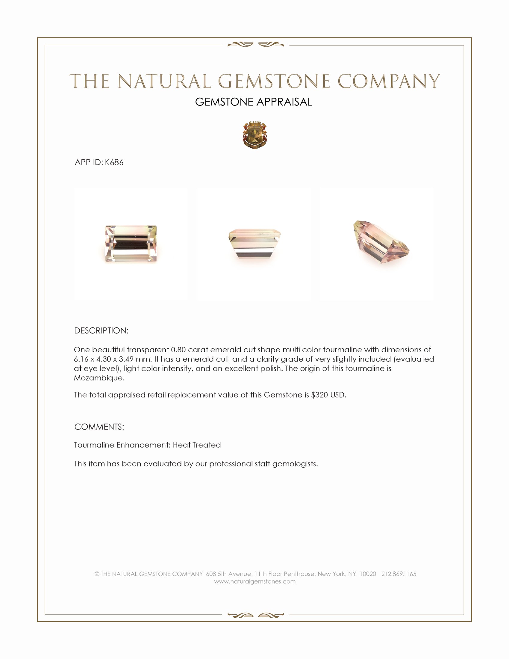 0.80 Ct. Multi Color Tourmaline from Mozambique