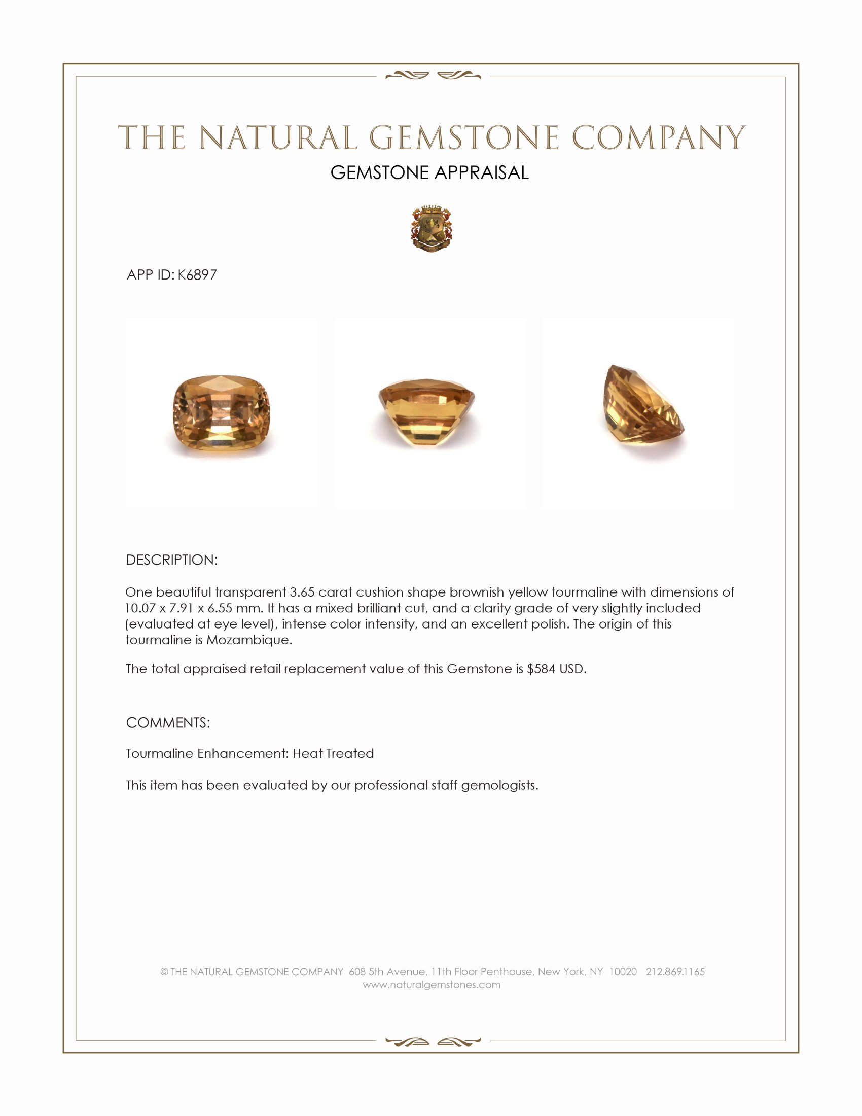 3.65 Ct. Tourmaline from Mozambique