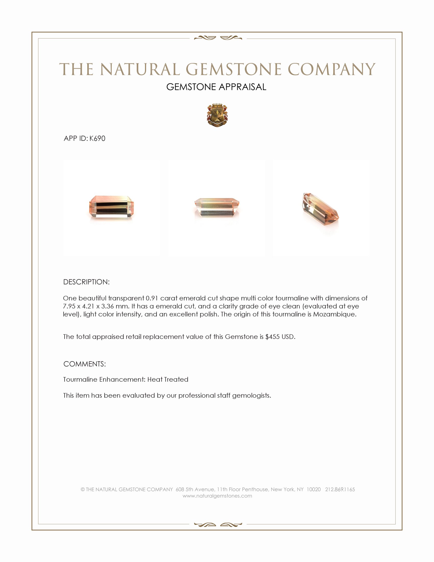 0.91 Ct. Multi Color Tourmaline from Mozambique