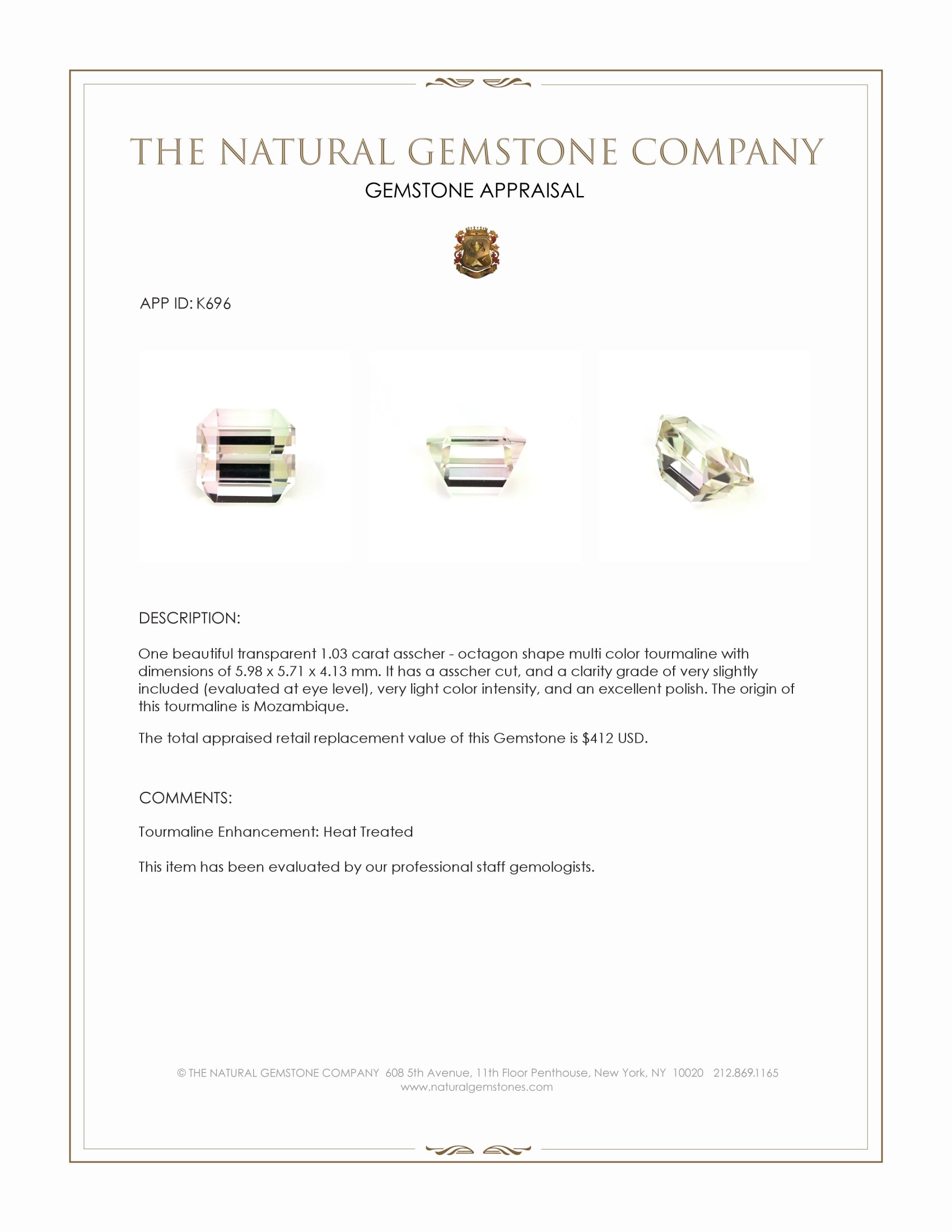 1.03 Ct. Tourmaline from Mozambique