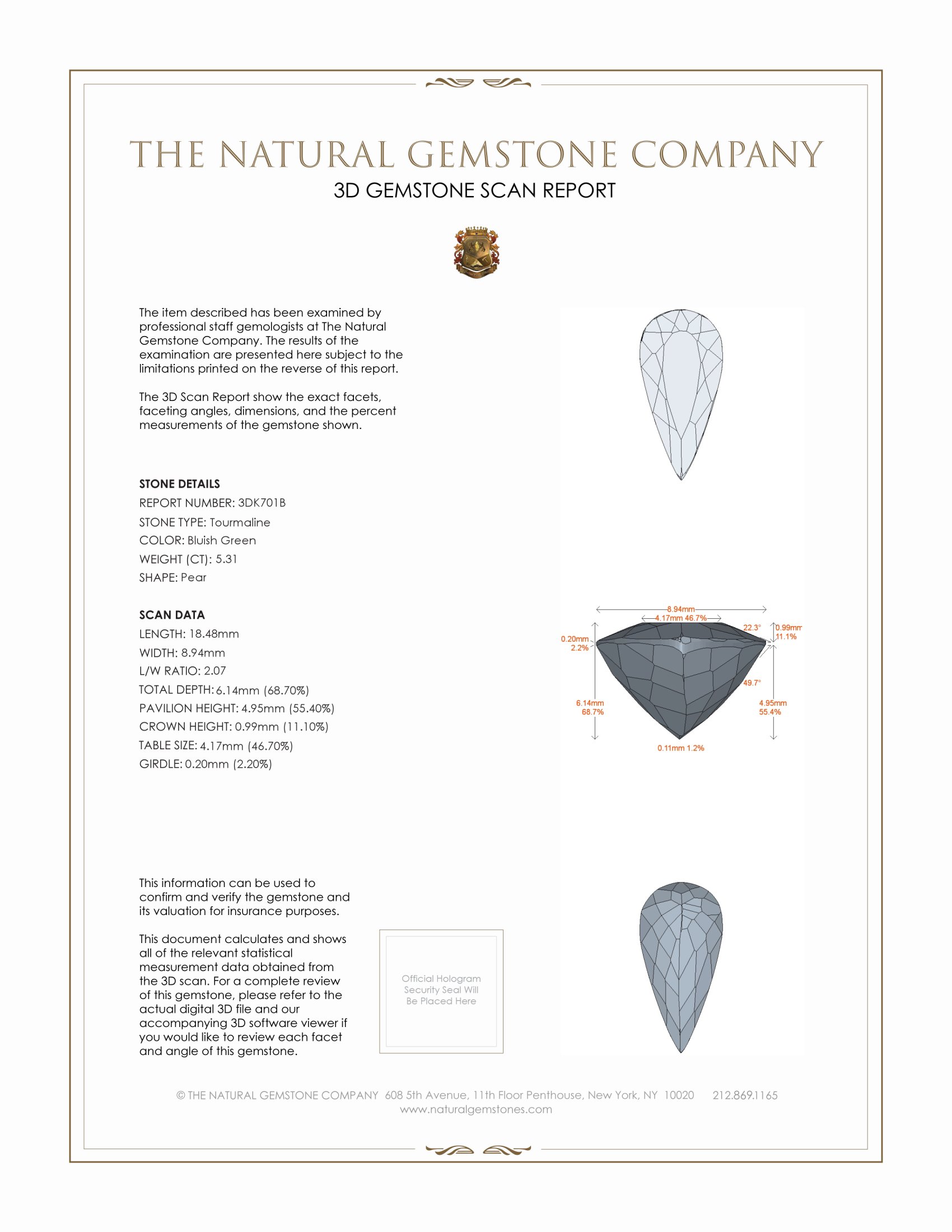 5.31 Ct. Tourmaline from Brazil