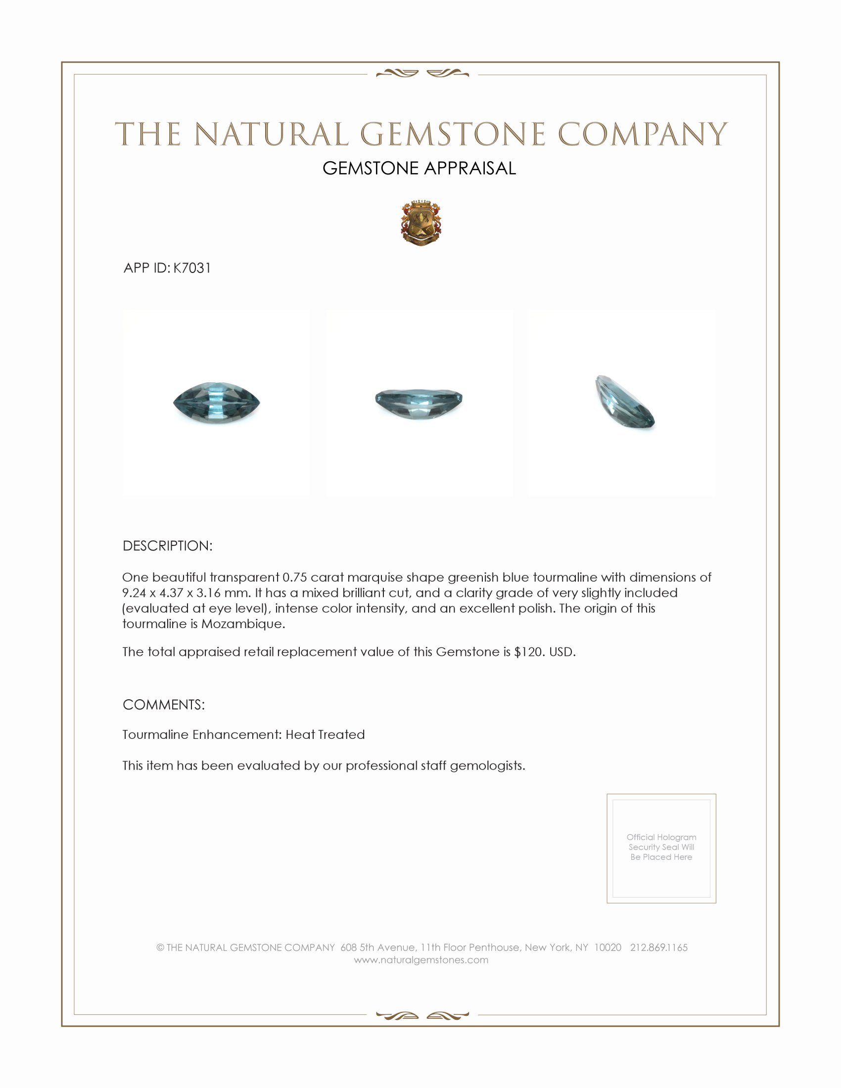 0.75 Ct. Tourmaline from Mozambique