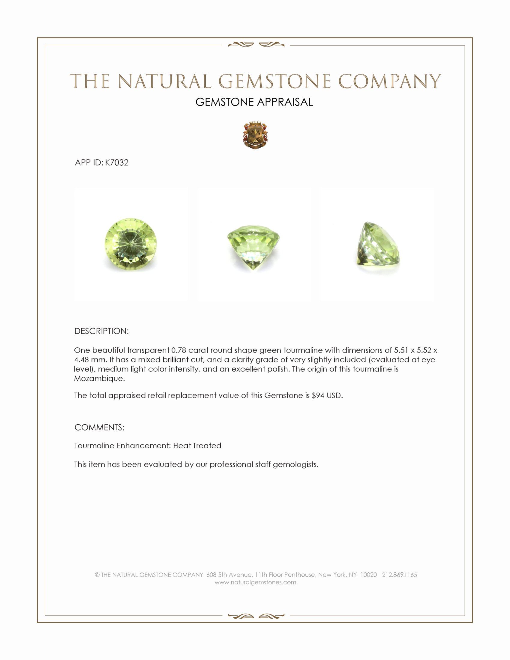 0.78 Ct. Tourmaline from Mozambique