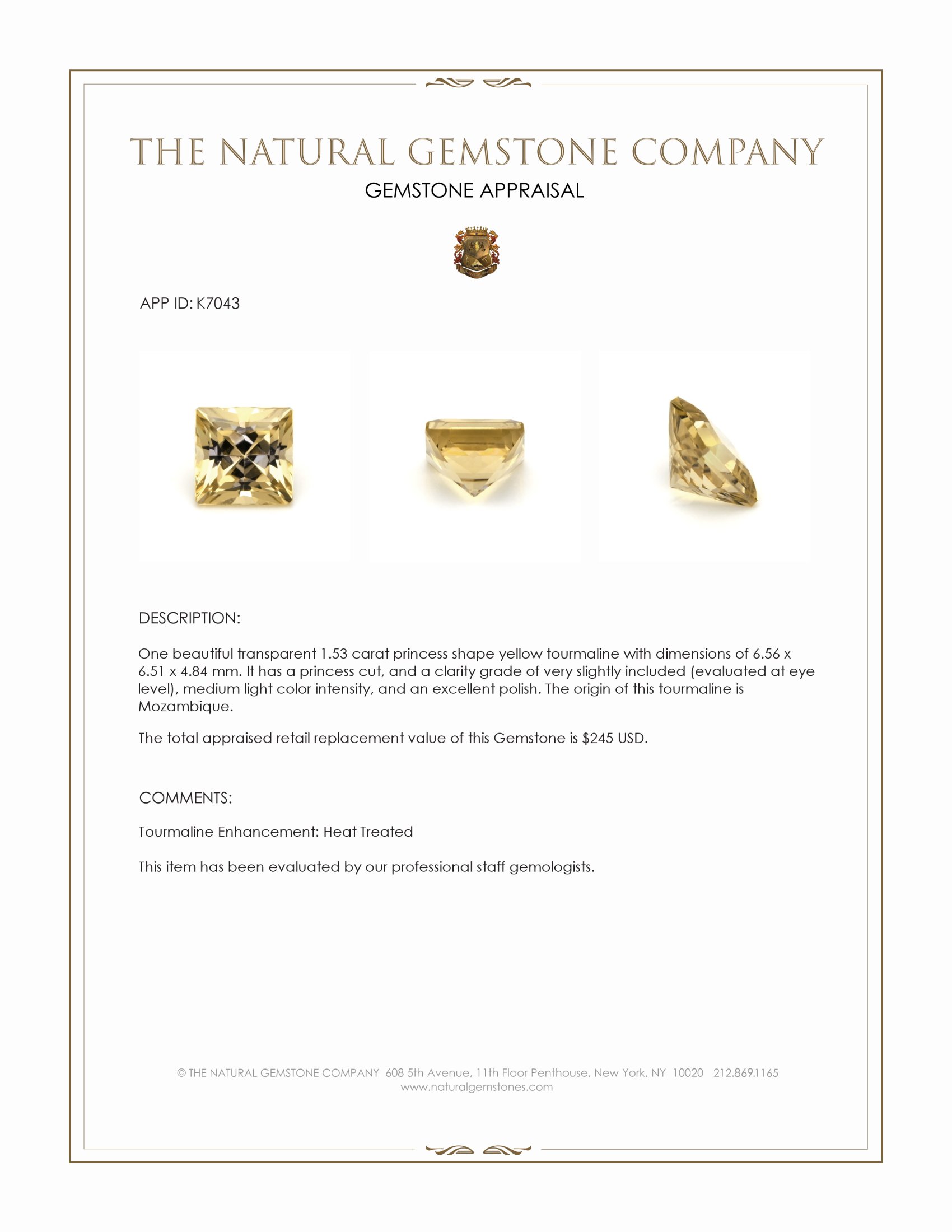 1.53 Ct. Tourmaline from Mozambique