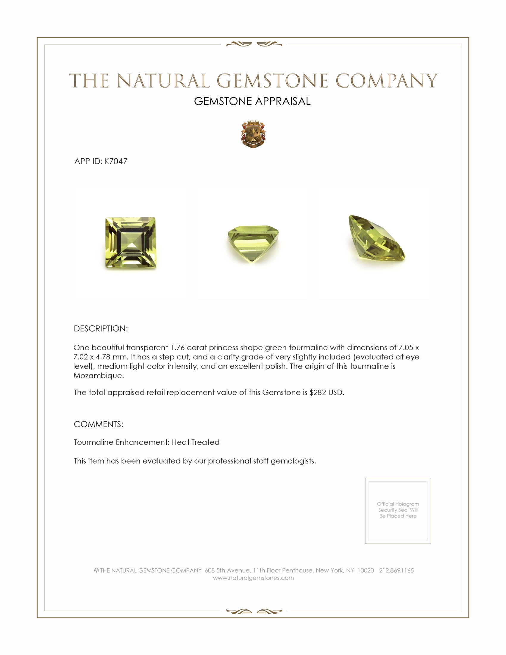 1.76 Ct. Tourmaline from Mozambique