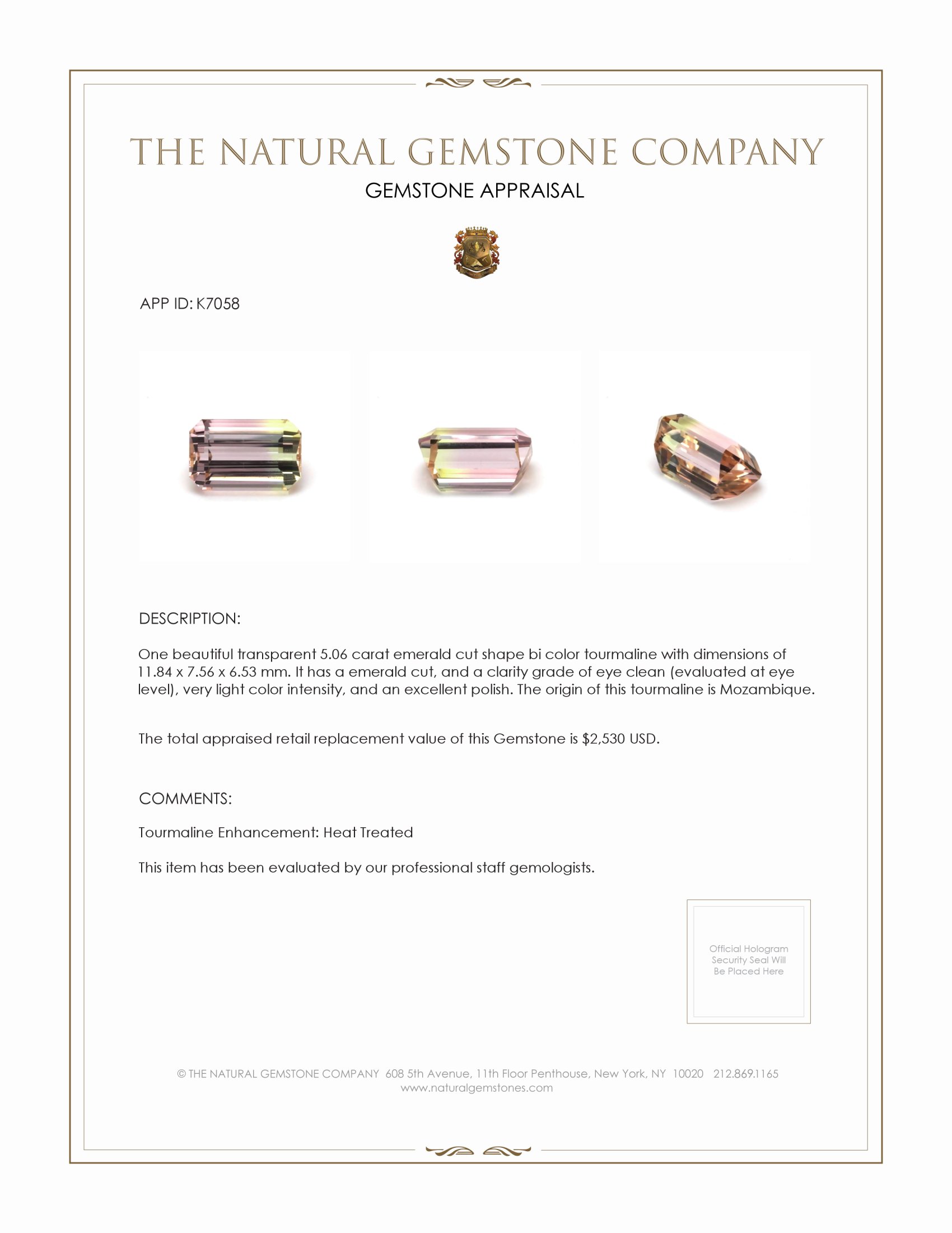 5.06 Ct. Tourmaline from Mozambique