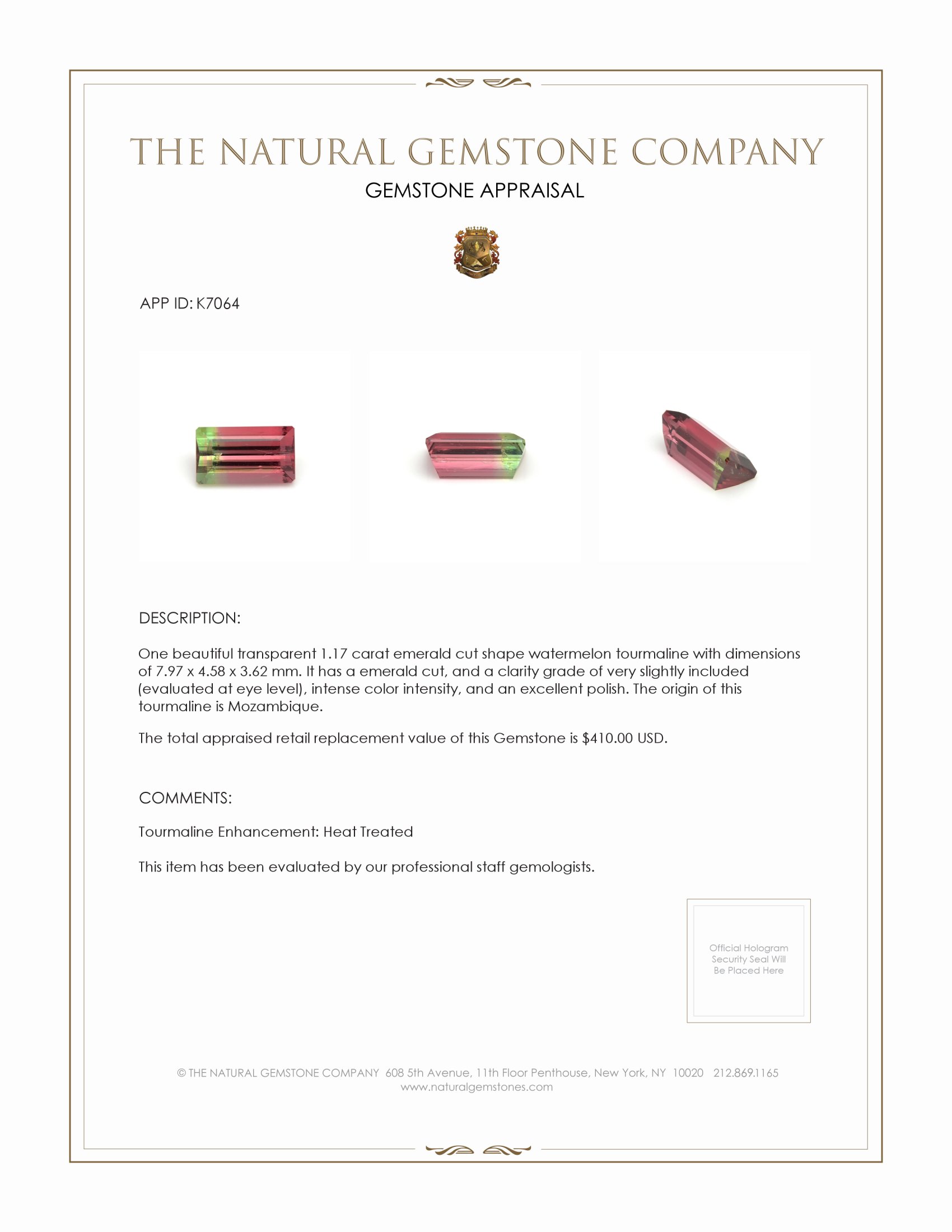 1.17 Ct. Tourmaline from Mozambique