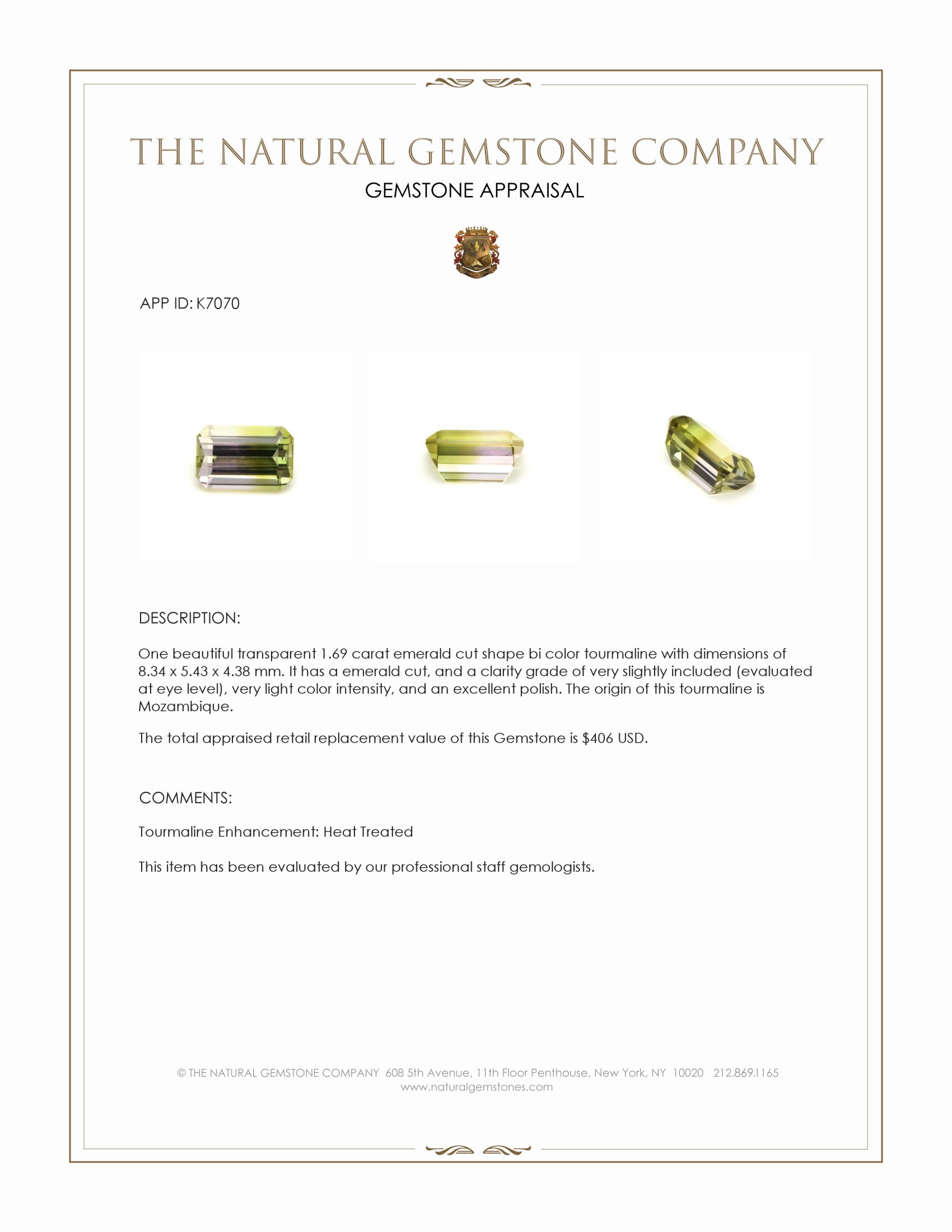 1.69 Ct. Tourmaline from Mozambique