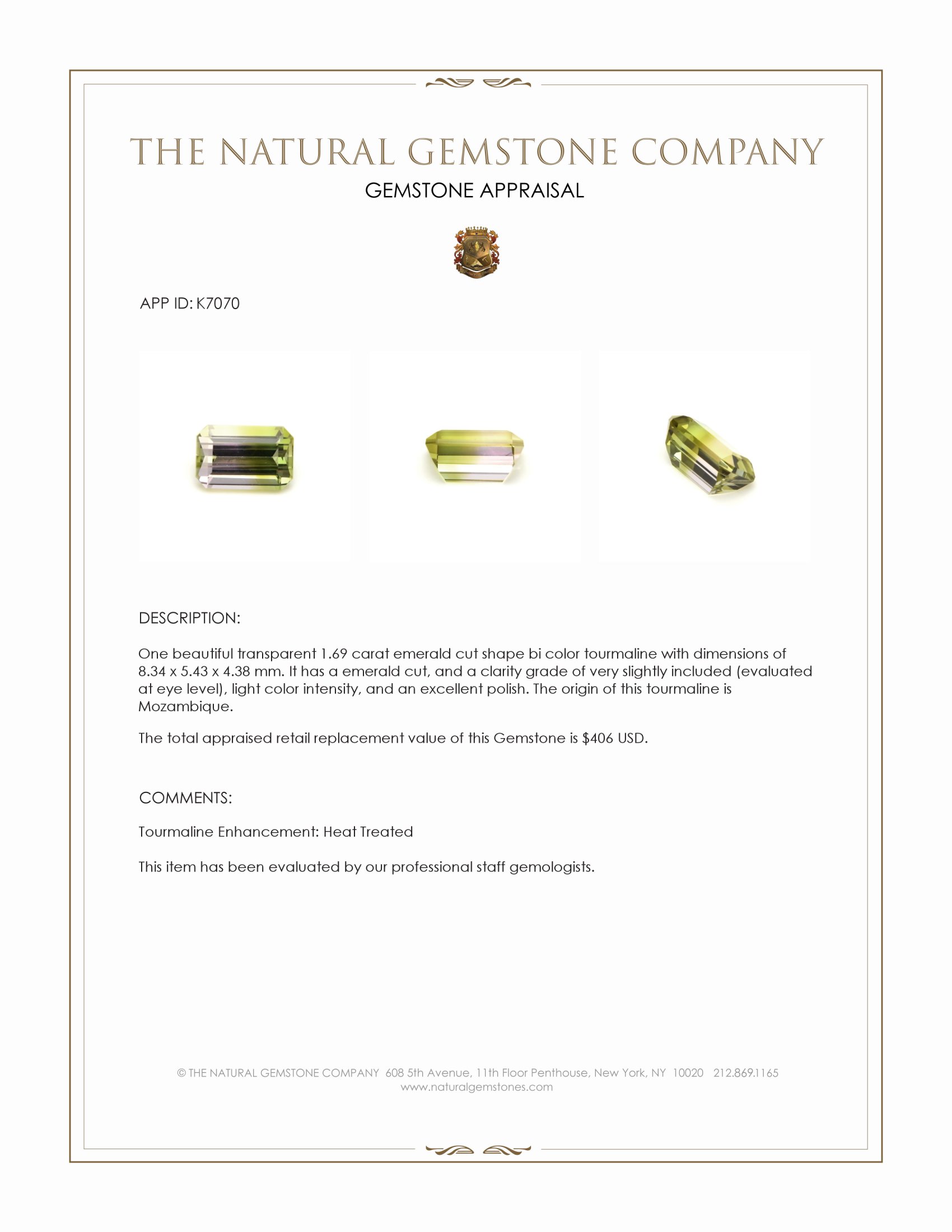 1.69 Ct. Tourmaline from Mozambique