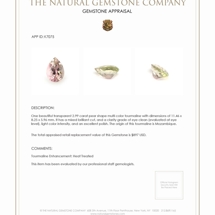 2.99 Ct. Tourmaline from Mozambique