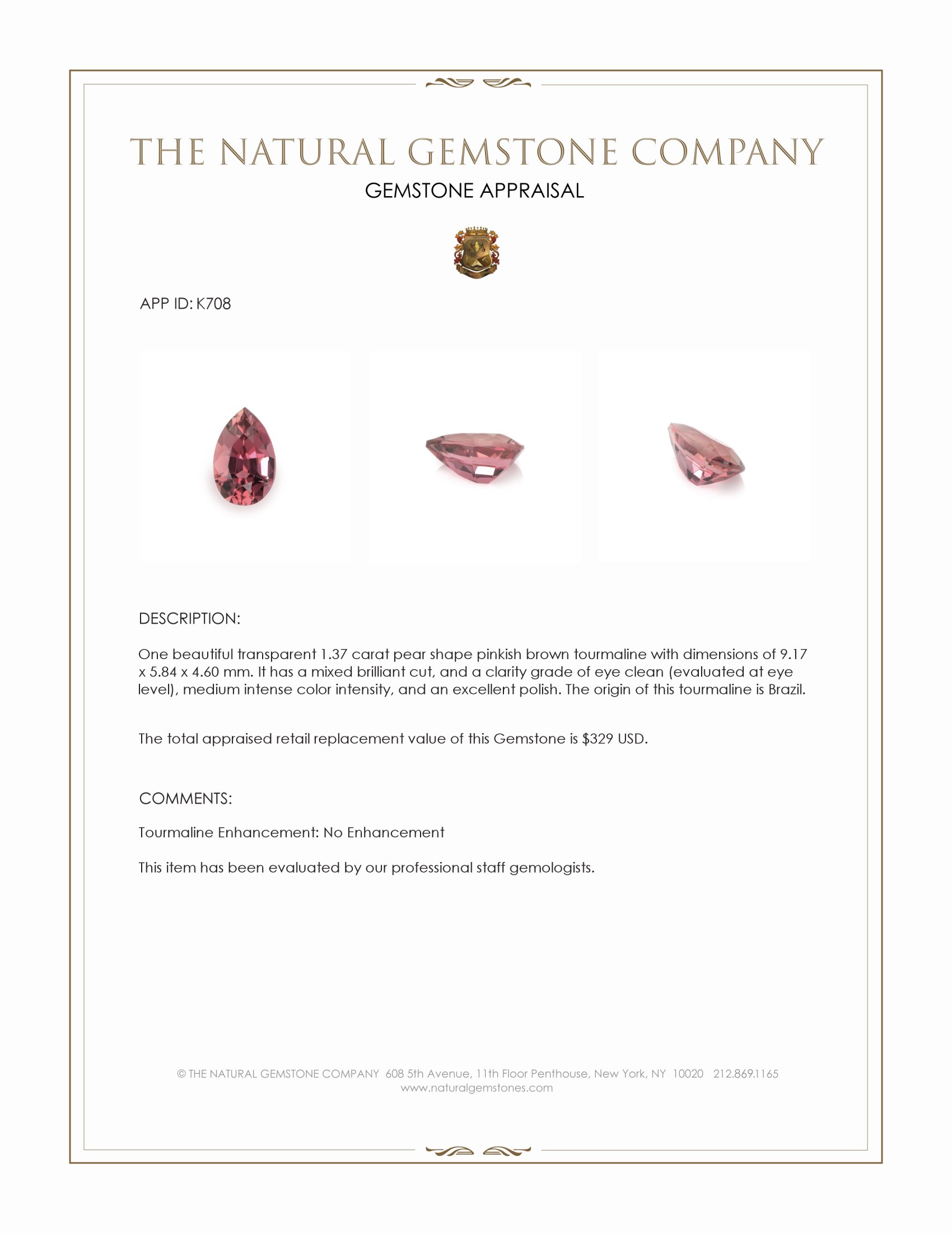 1.37 Ct. Tourmaline from Brazil