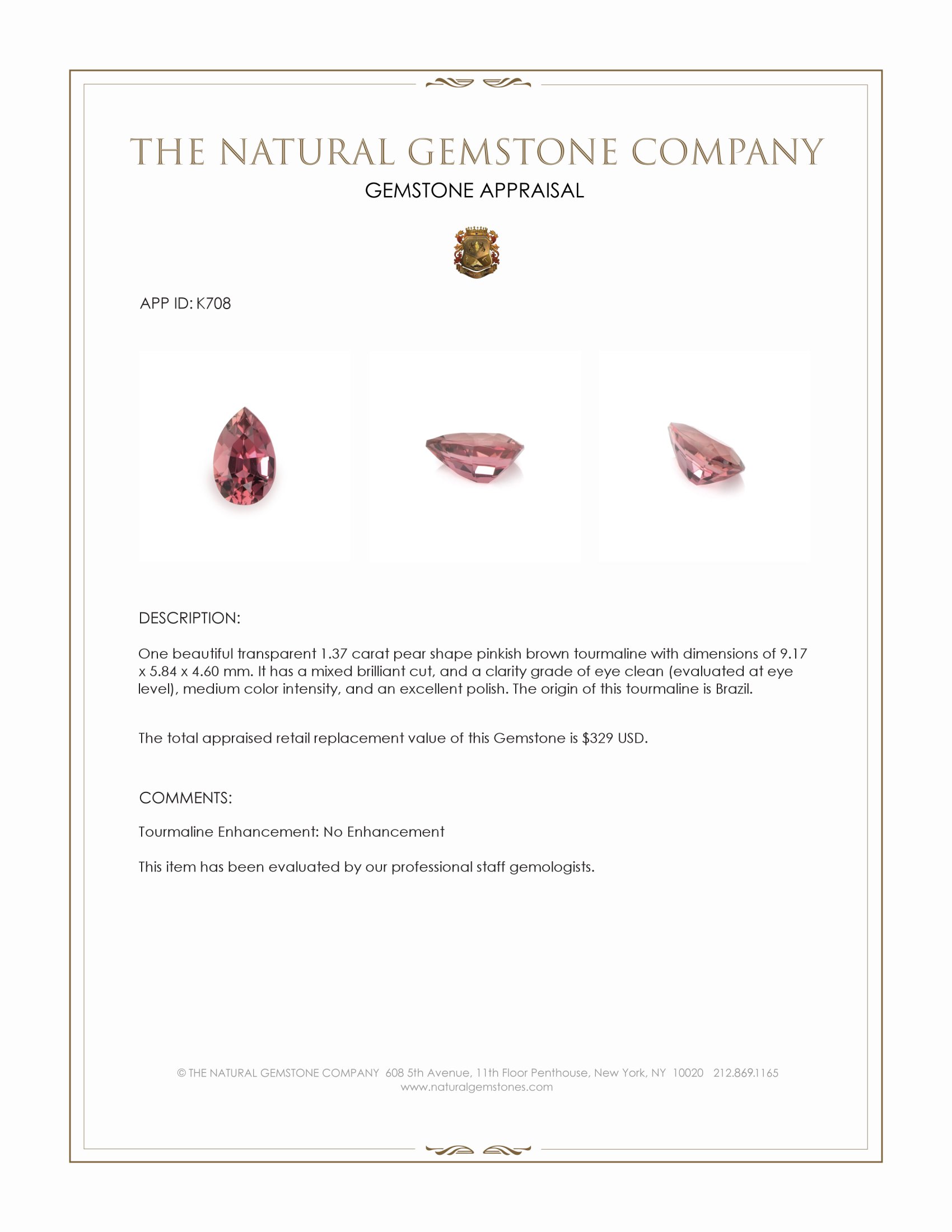 1.37 Ct. Tourmaline from Brazil