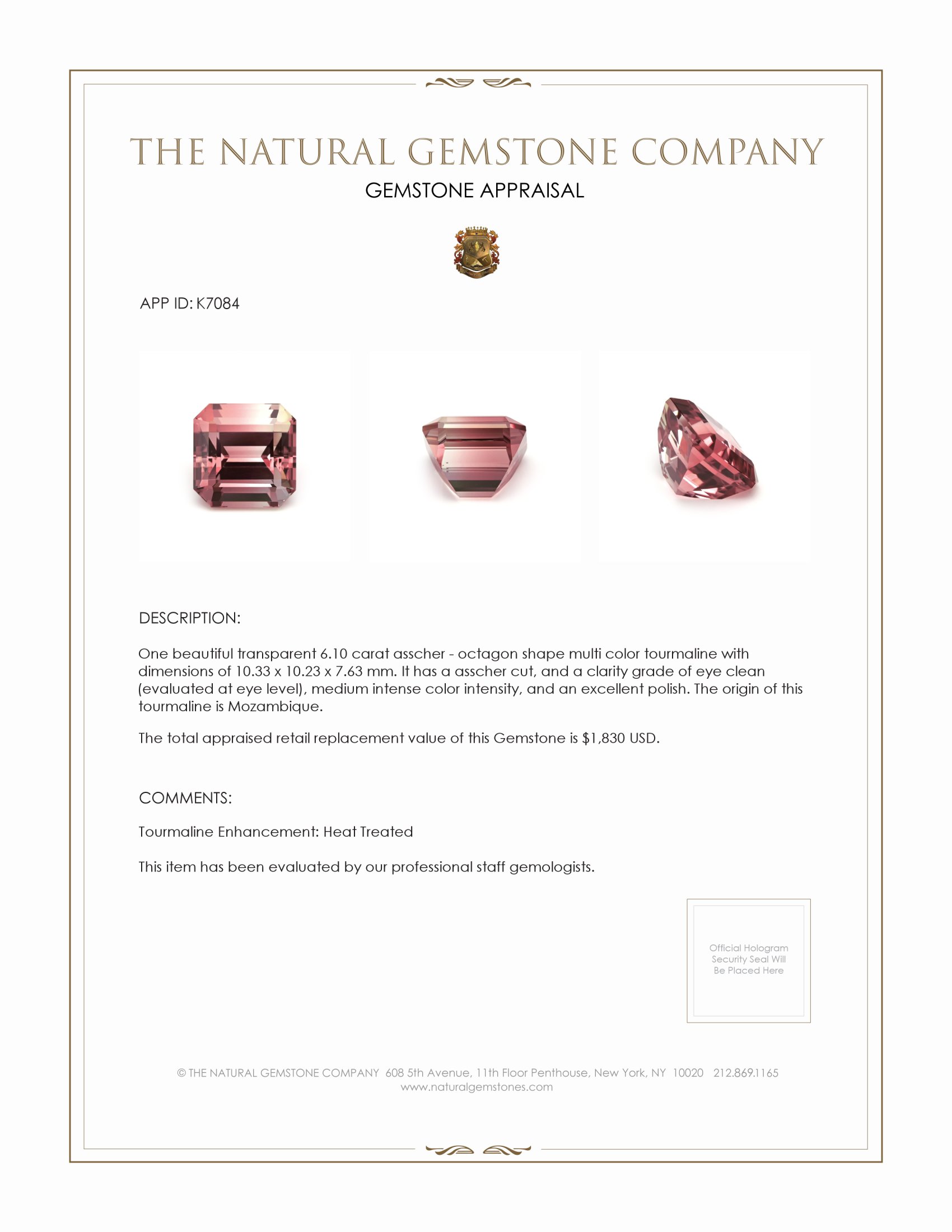 6.10 Ct. Tourmaline from Mozambique