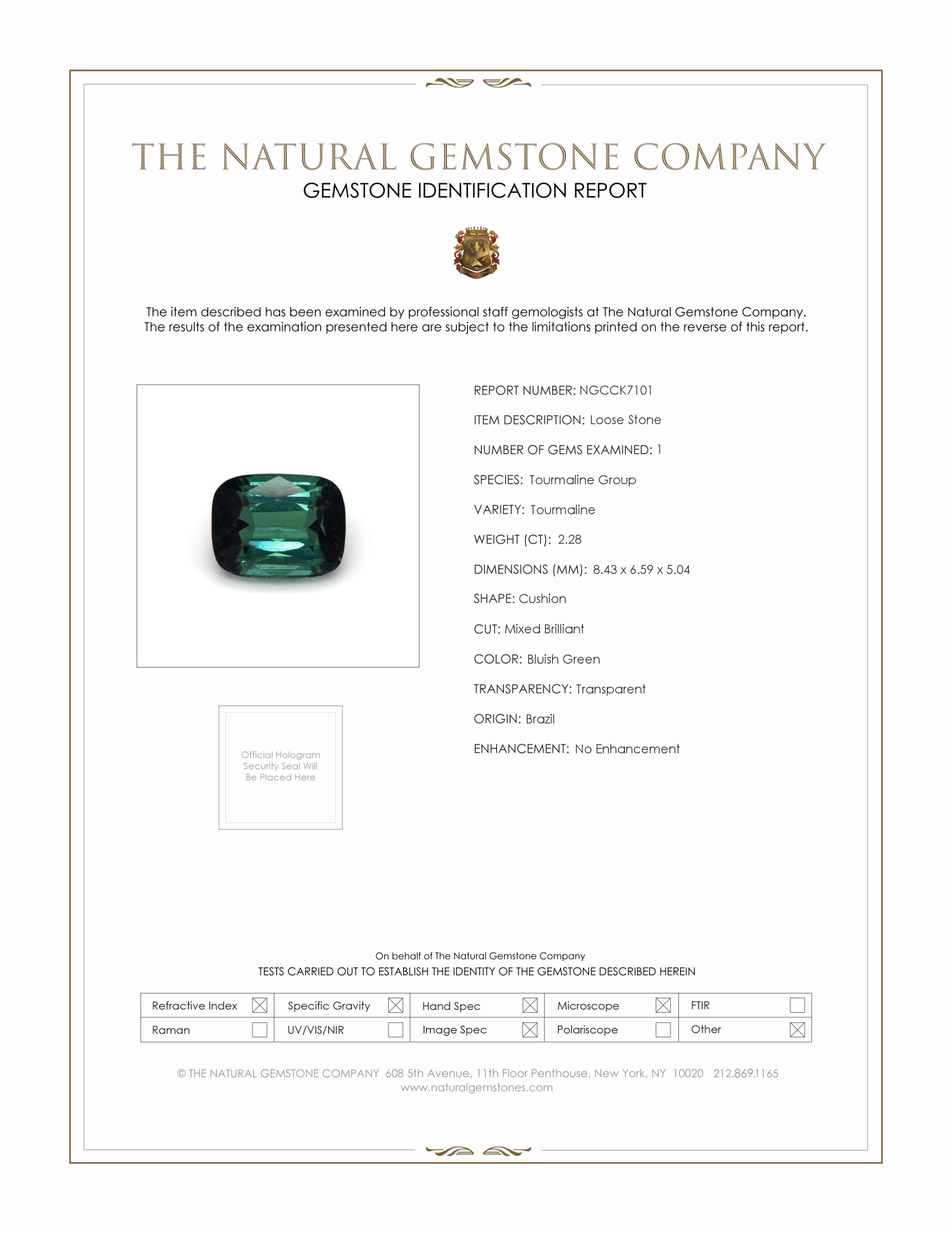 2.28 Ct. Tourmaline from Brazil