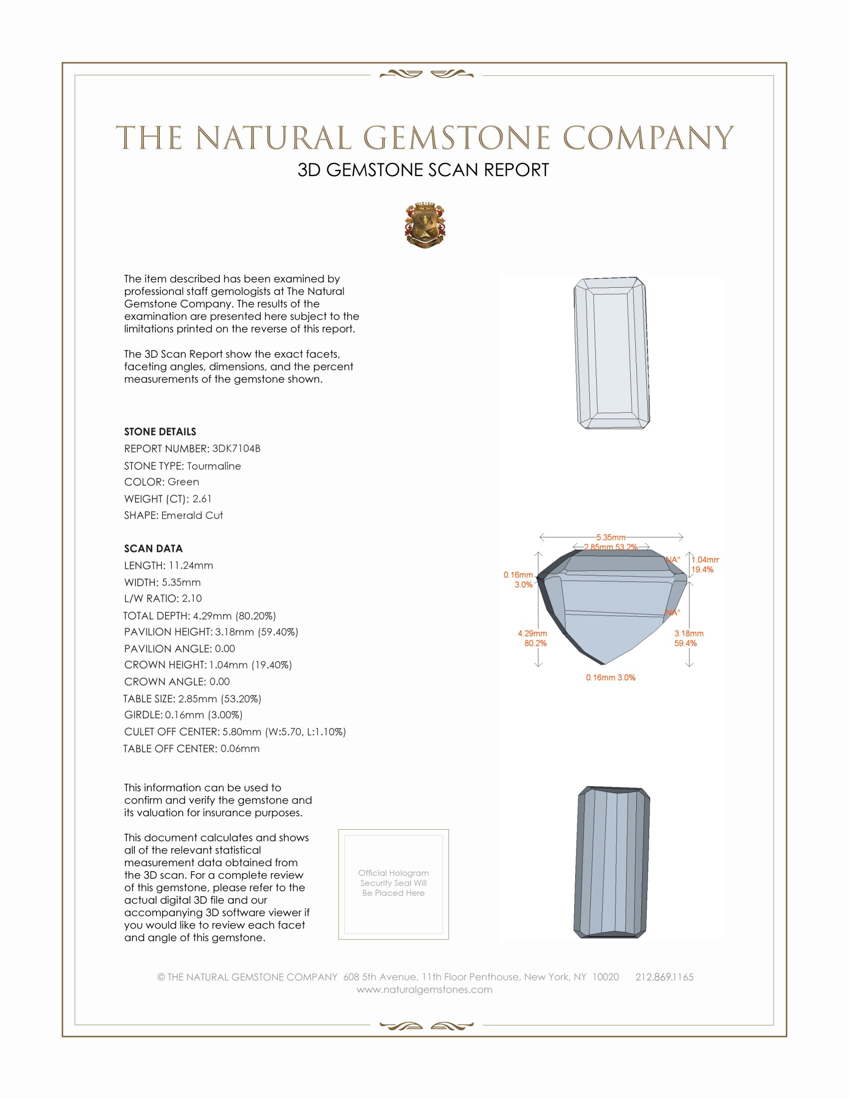 2.61 Ct. Green Tourmaline from Brazil