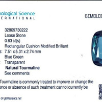 0.83 Ct. Greenish Blue Tourmaline from Brazil Scan Report