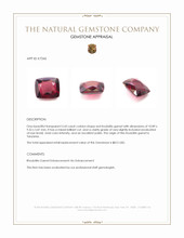 5.43 Ct. Red Rhodolite Garnet from Tanzania Appraisal