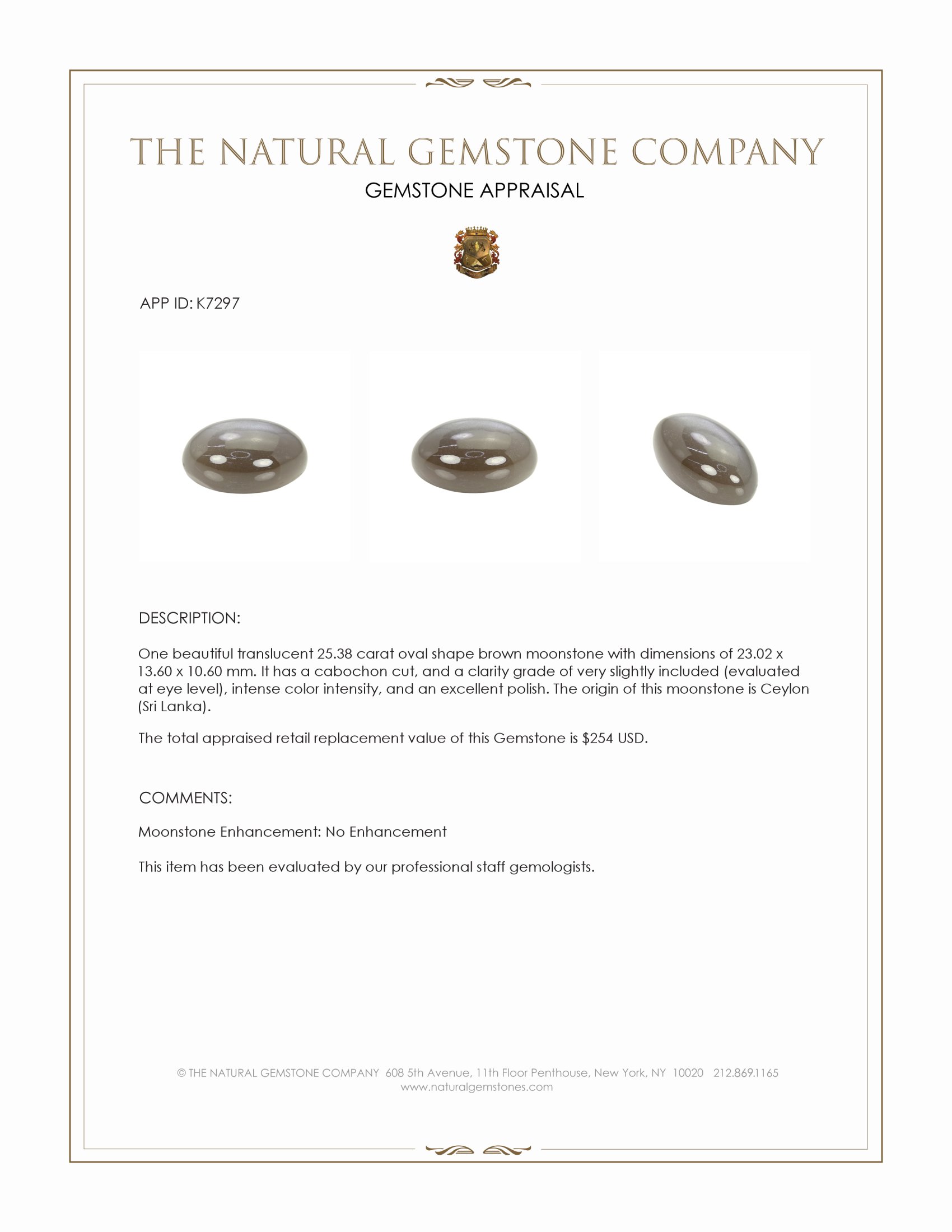 25.38 Ct. Cabochon Moonstone from Ceylon (Sri Lanka)