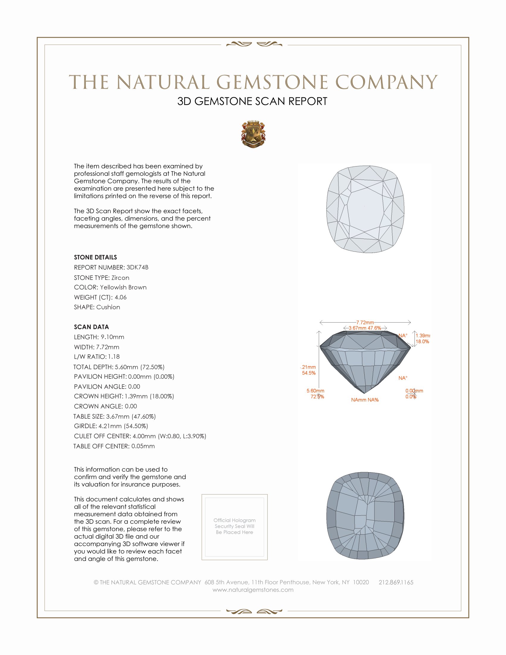 4.06 Ct. Zircon from Ceylon (Sri Lanka)