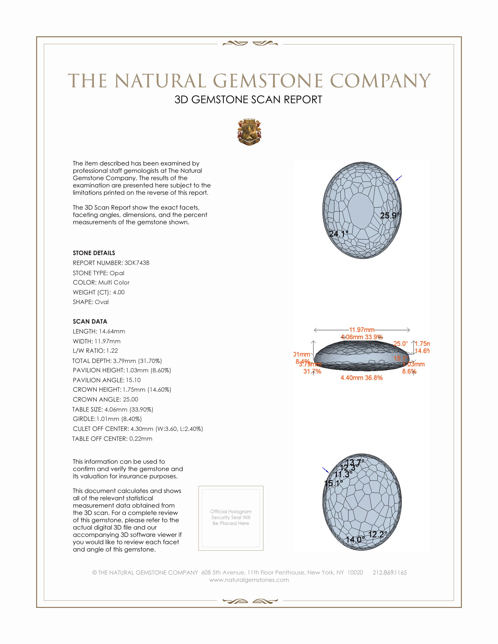 4.00 Ct. Cabochon Black Opal from Australia