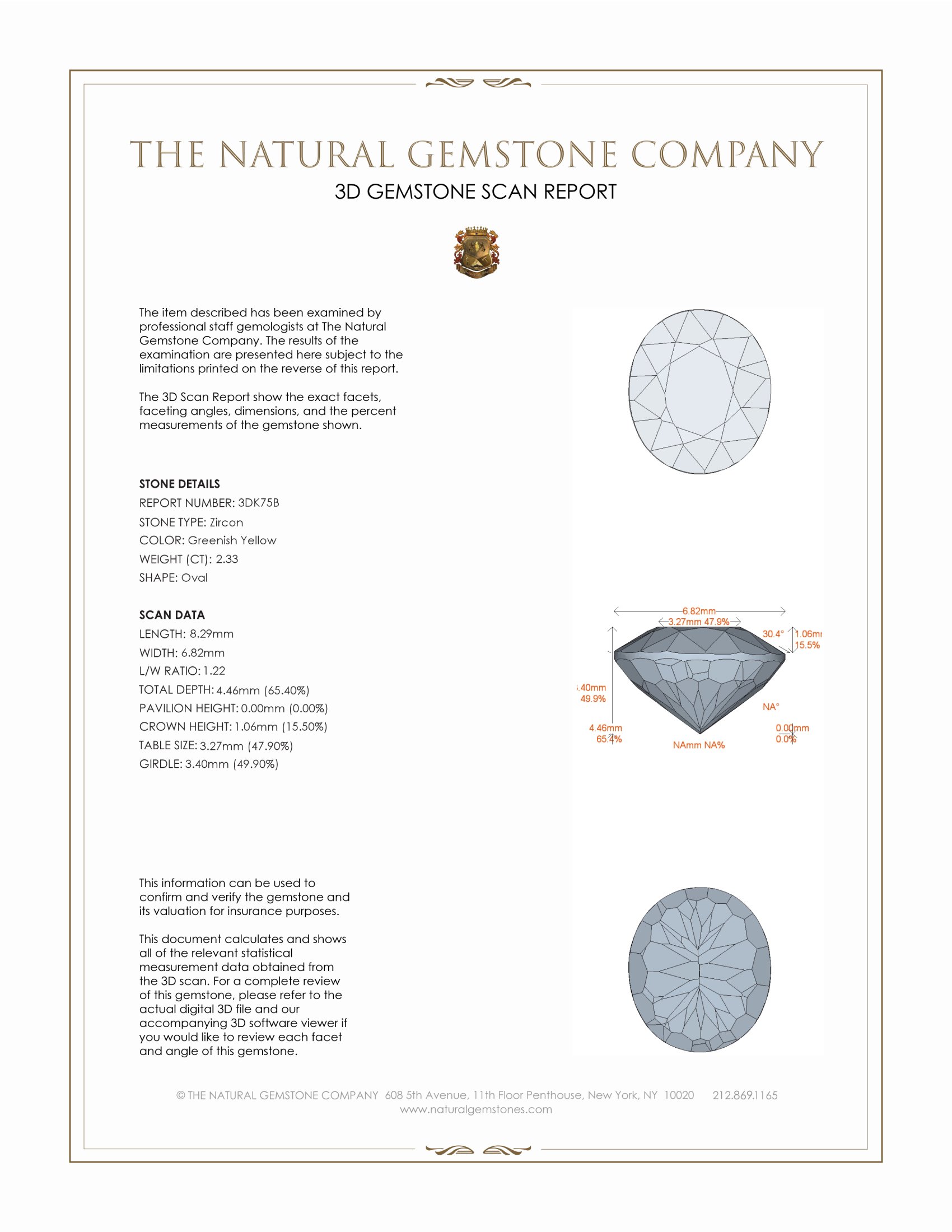 2.33 Ct. Zircon from Ceylon (Sri Lanka)