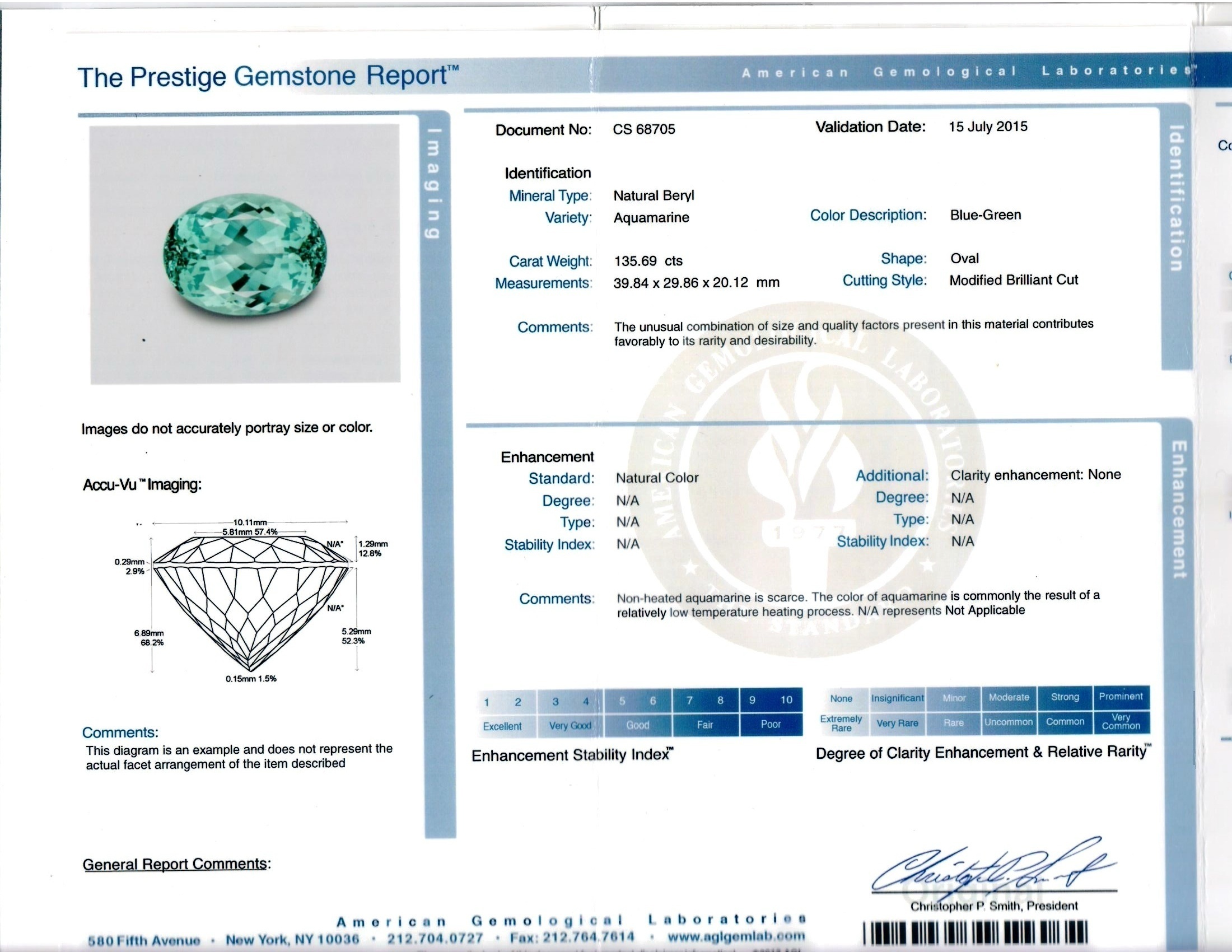 135.69 Ct. Greenish Blue Aquamarine from Brazil