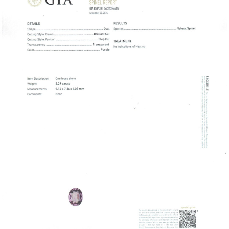 2.29 Ct. Spinel from Burma (Myanmar)