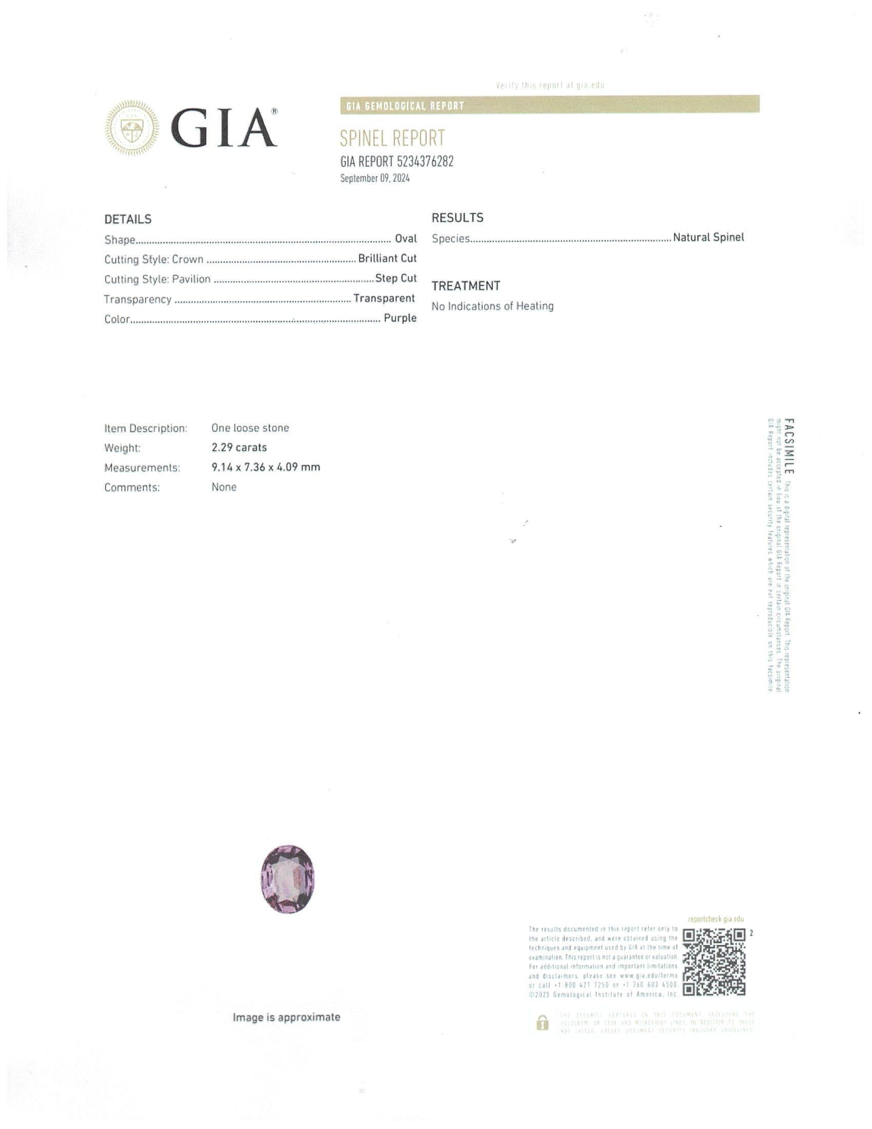 2.29 Ct. Spinel from Burma (Myanmar)