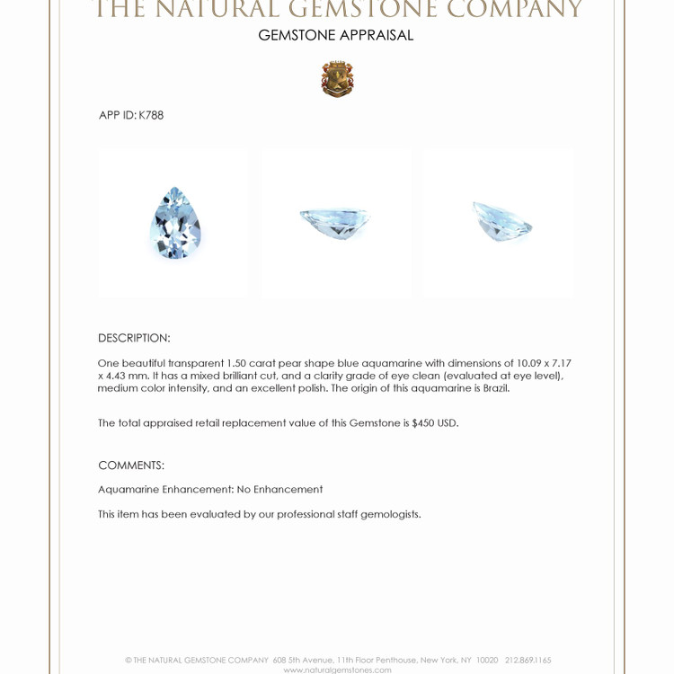 1.50 Ct. Aquamarine from Brazil